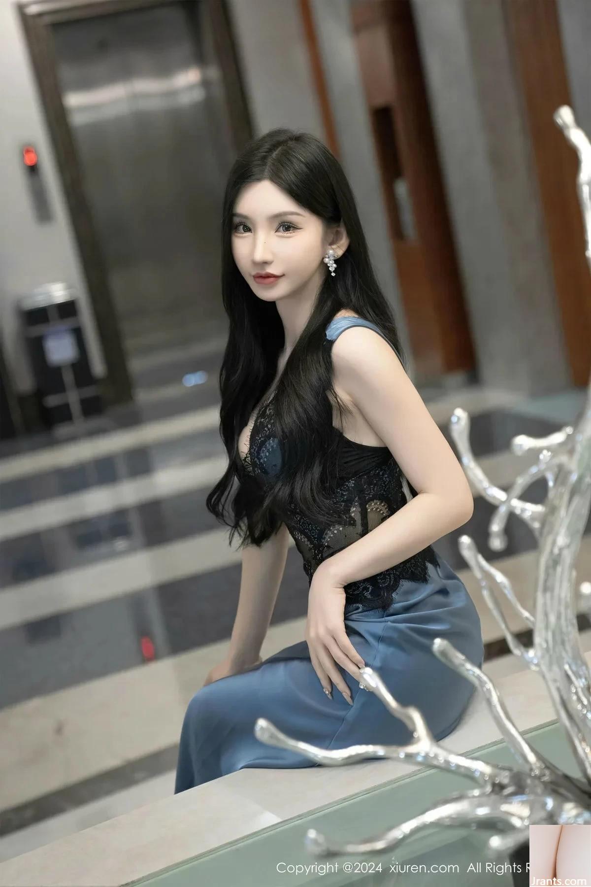 Rok panjang sutra seksi dewi Zhou Yuxi Sally edisi ke-8242 XiuRen + jumpsuit tulle hitam menunjukkan foto godaan tubuh yang sempurna (107P)