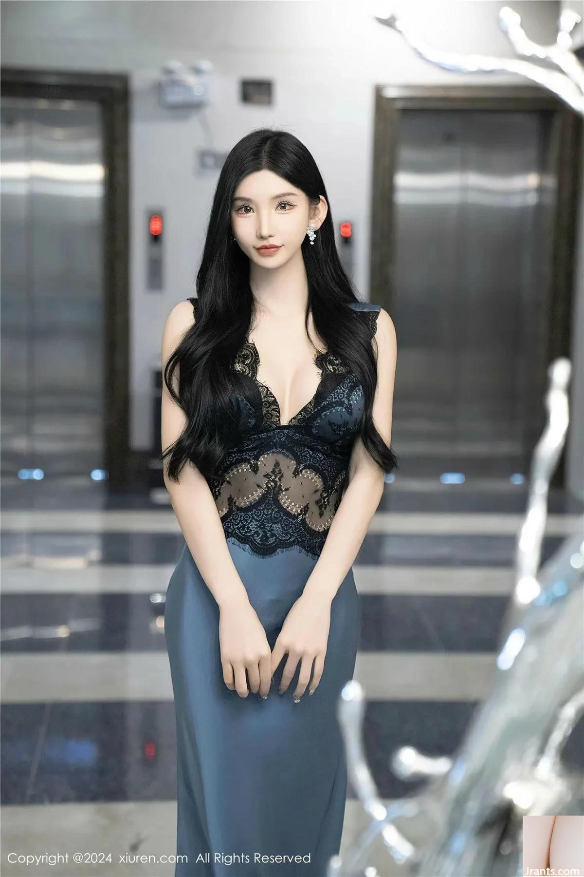 Le 8242e numéro de XiuRen de la jupe longue en soie sexy de la déesse Zhou Yuxi Sally + combinaison en tulle noir montrant une photo de tentation corporelle parfaite (107P)