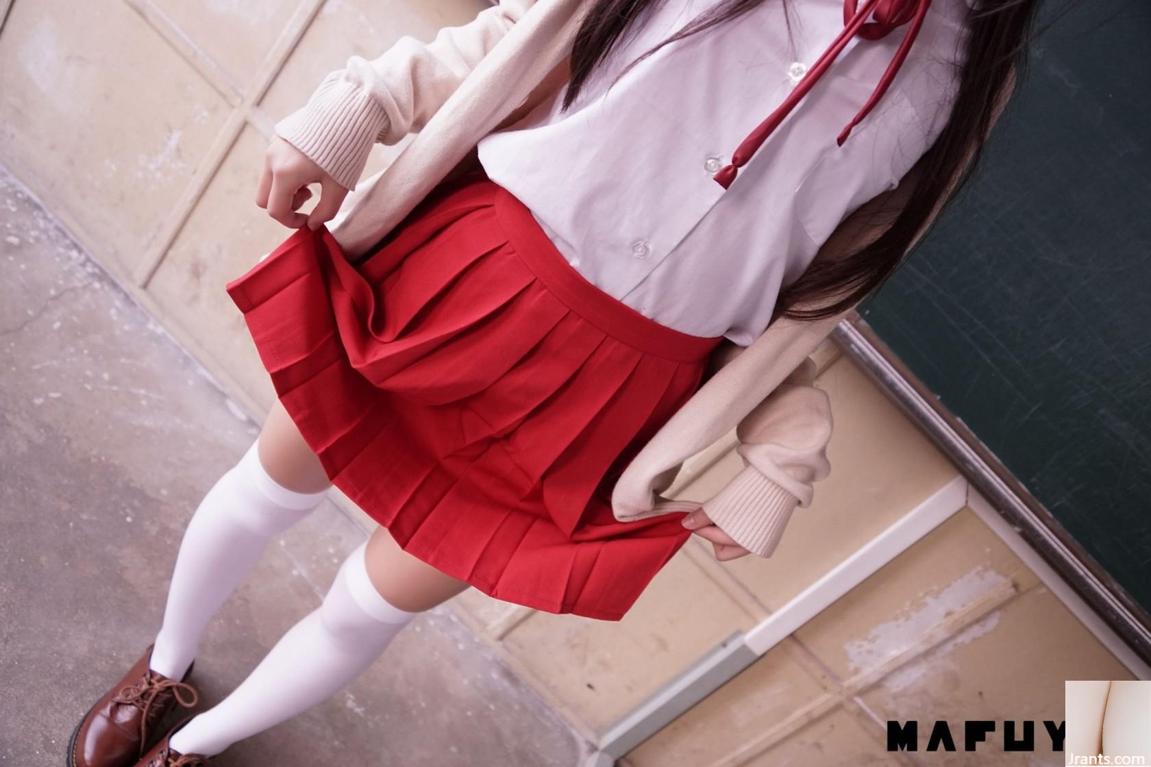 (MAFUYU) Loli Kameita Mafuyu Classroom Red Water K Chaussettes au-dessus du genou en soie (112P)