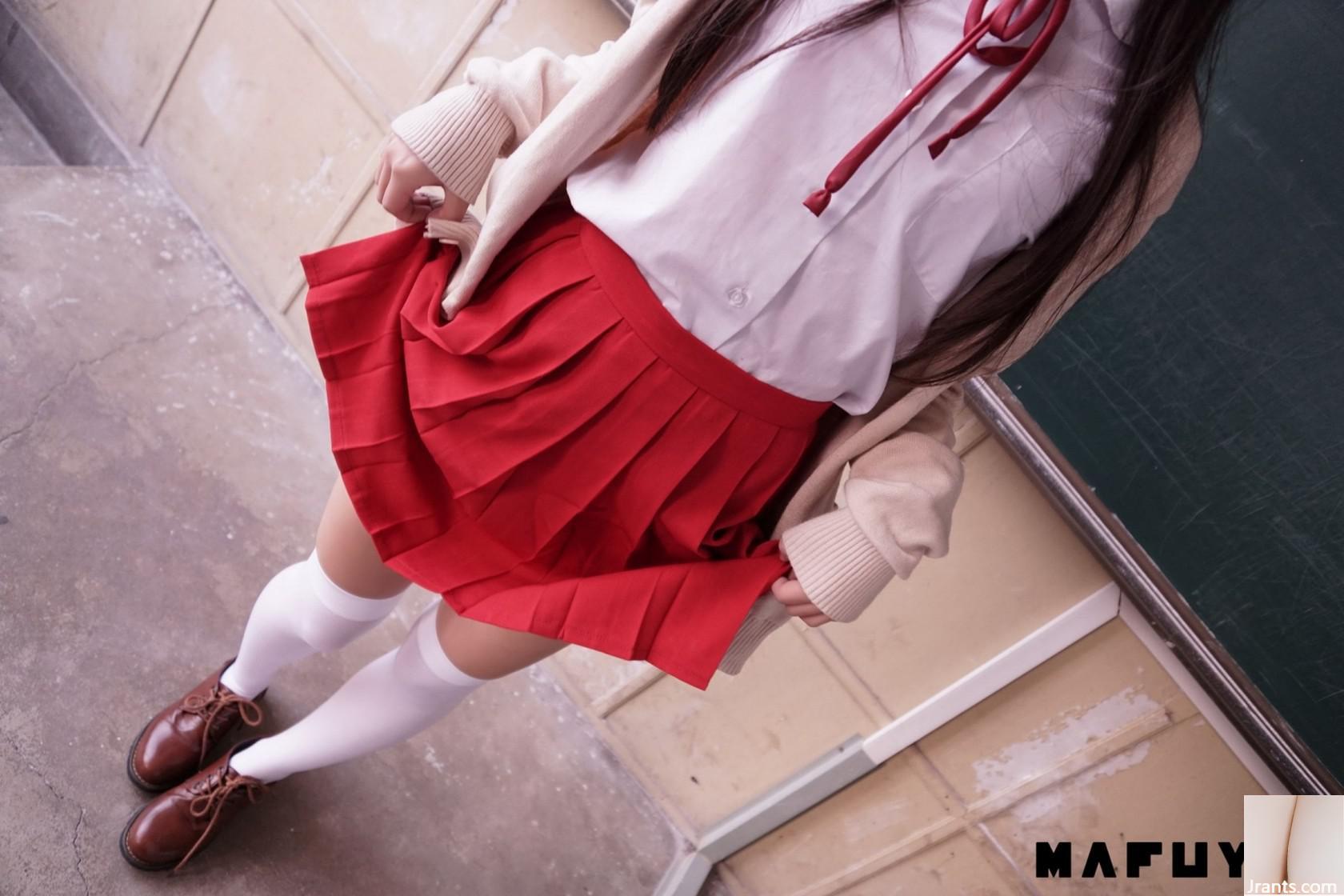 (MAFUYU) Loli Kameita Mafuyu Classroom Red Water K Chaussettes au-dessus du genou en soie (112P)