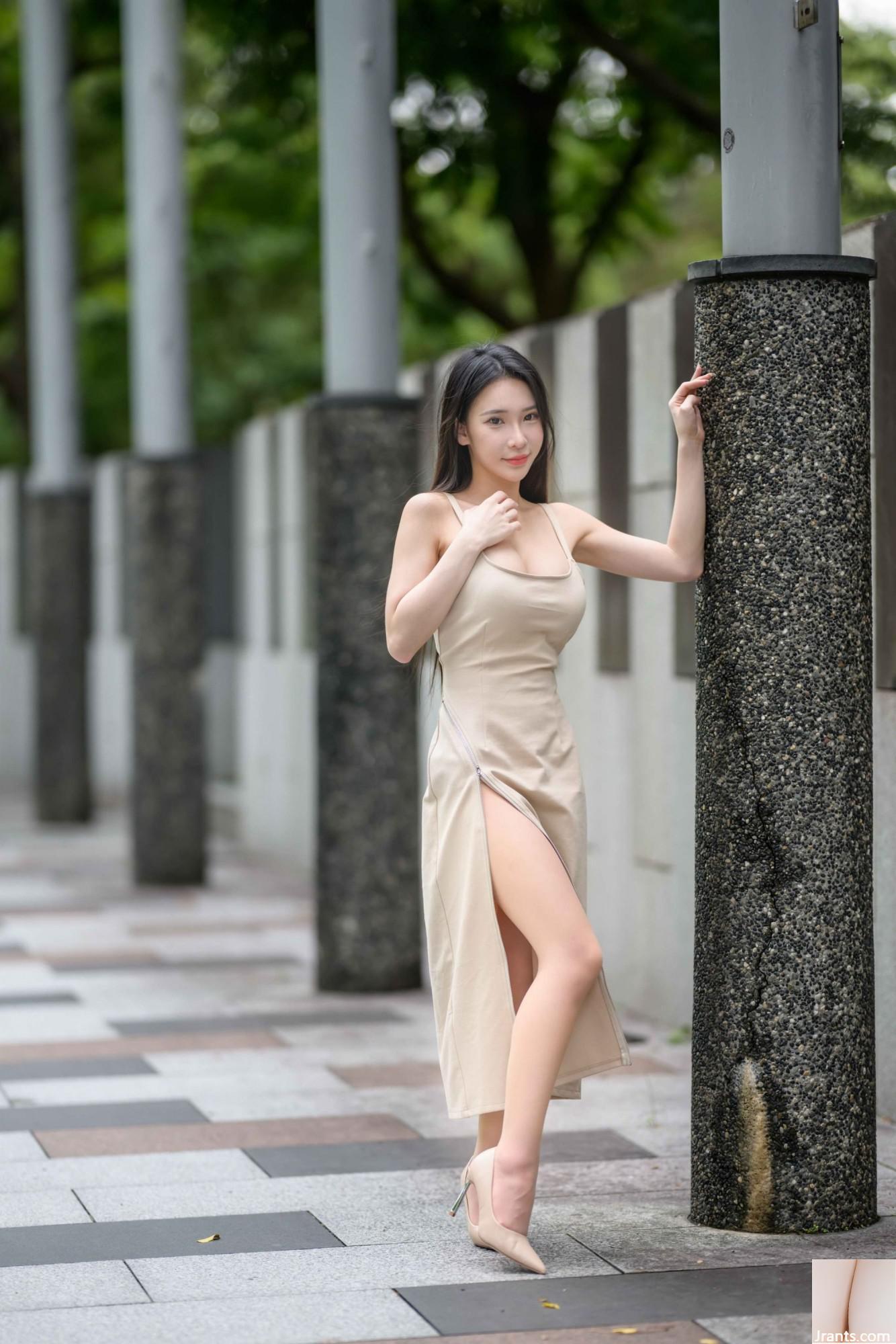 (လှပသောခြေထောက်များအပို) Long-Legged Model Yunas High-Slit Long စကတ်များ (128p)