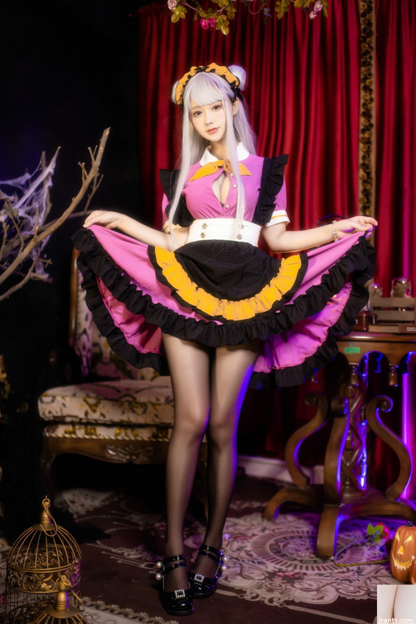 (Coleção da Internet) Garota do bem -estar Mimi Hanyu &#8220;Halloween Black Silk Maid&#8221; exclusivo VIP (36p)