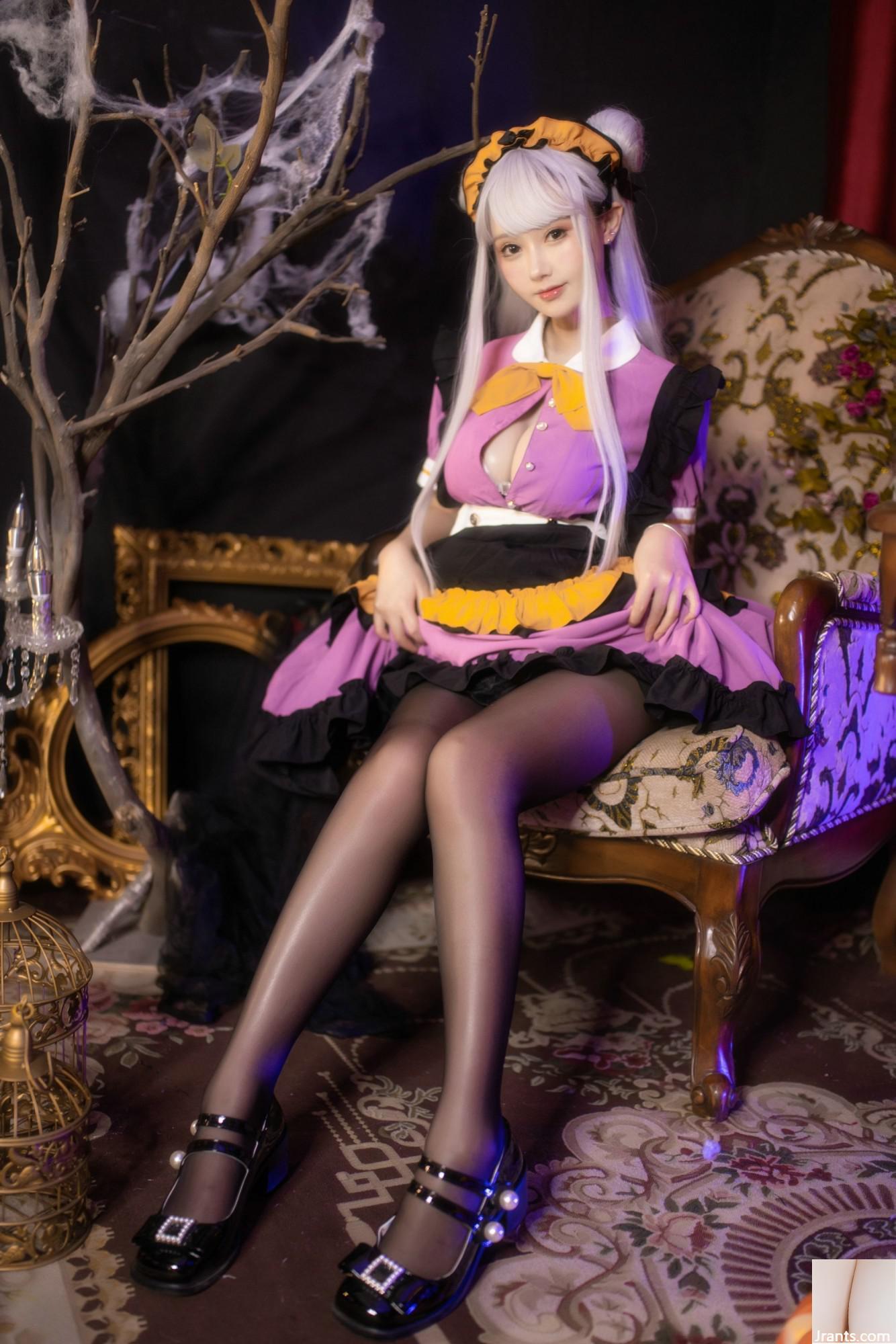 (Coleção da Internet) Garota do bem -estar Mimi Hanyu &#8220;Halloween Black Silk Maid&#8221; exclusivo VIP (36p)