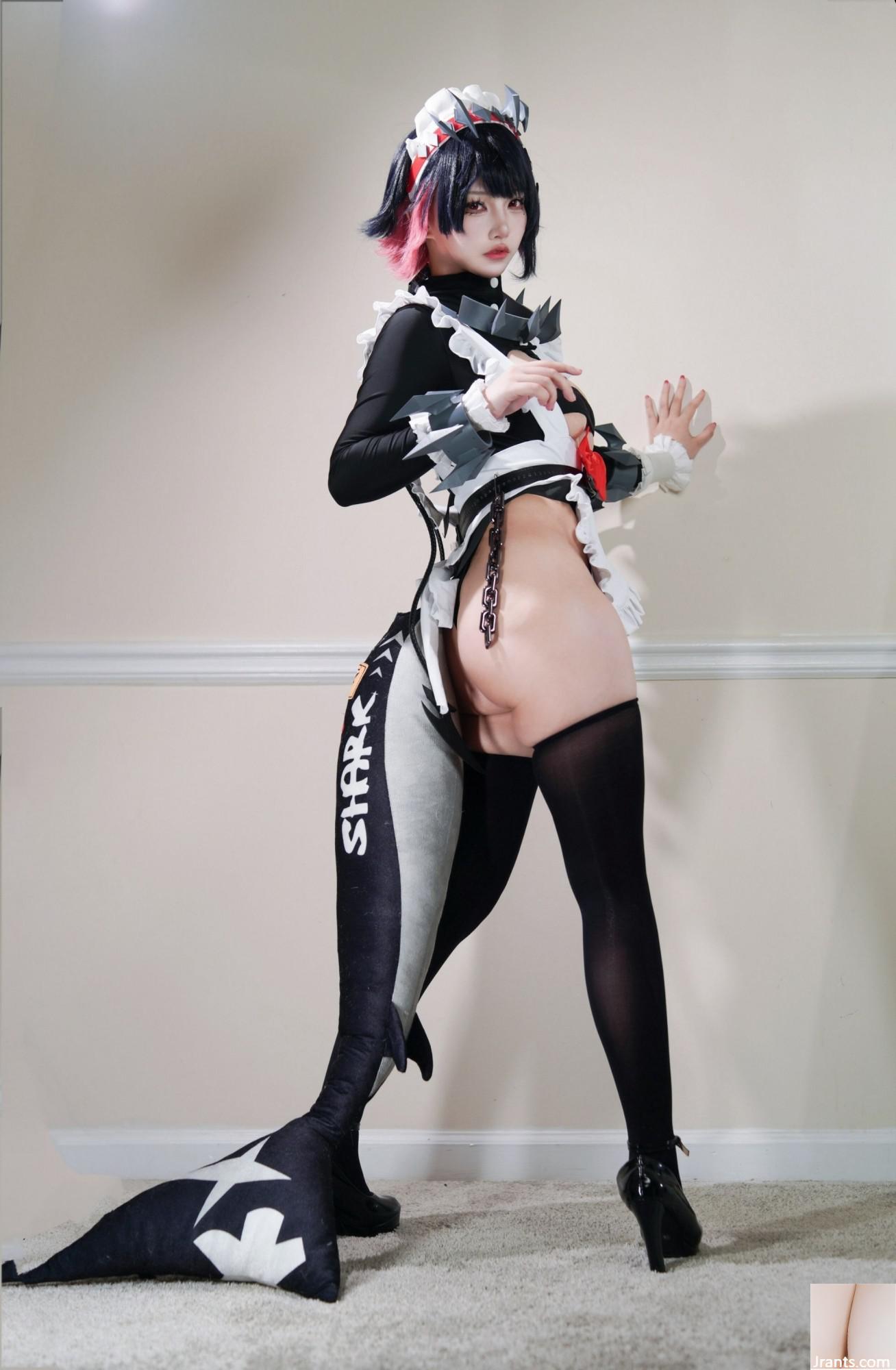 (مجموعة على الإنترنت) Girlare Girl Loluozi &#8220;Shark Girl Maid&#8221; VIP Exclusive (43p)