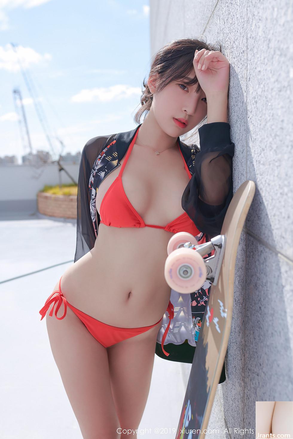 Qingqing&#39;s Private Private Swinger + Outdoor Red Bikini သည်ပြီးပြည့်စုံသောခန္ဓာကိုယ် sexy ဓာတ်ပုံ (44p)