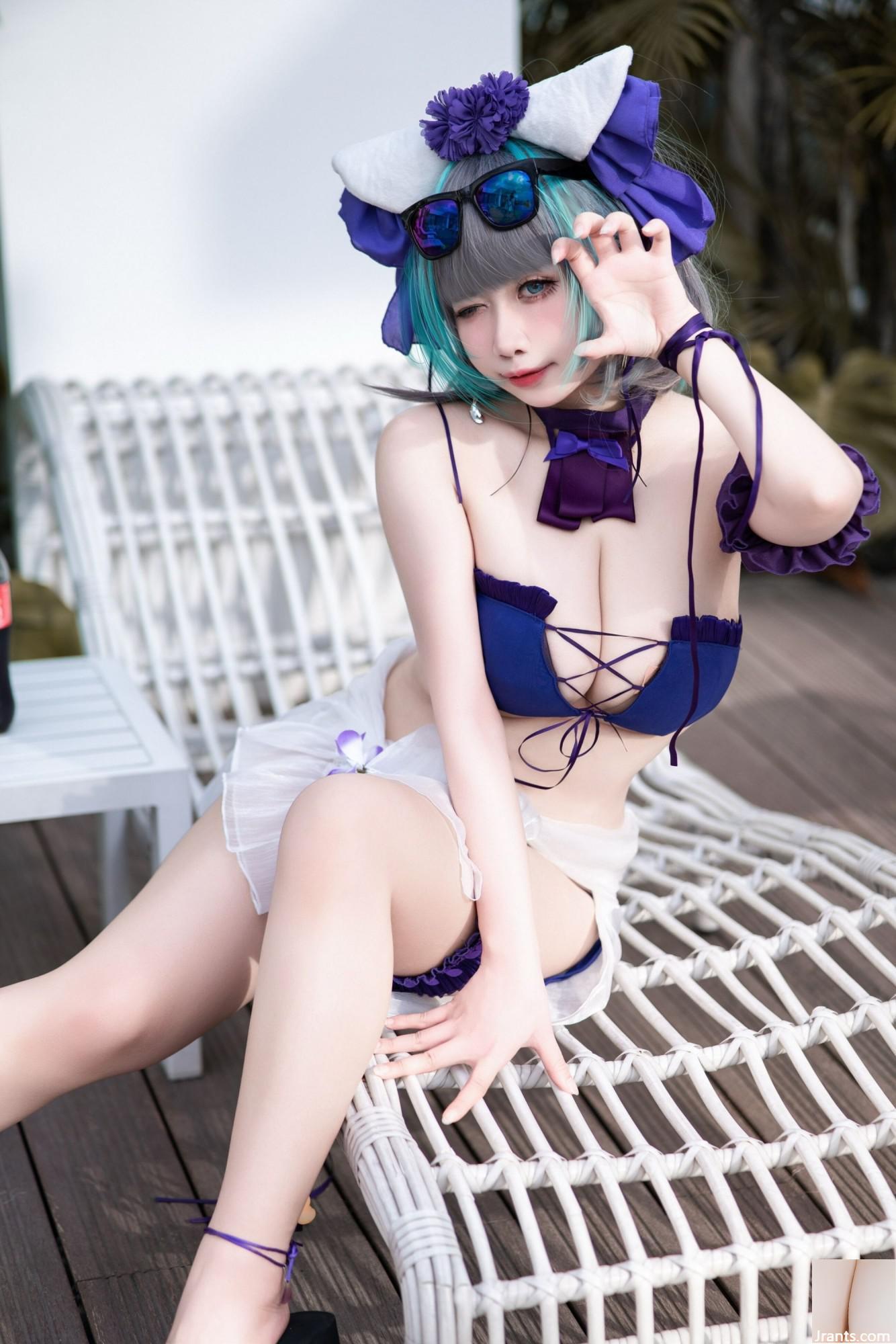 (مجموعة على الإنترنت) Girl Girl Sadako Peach &#8220;Cheshire Swimsuit&#8221; VIP الحصري (64p)