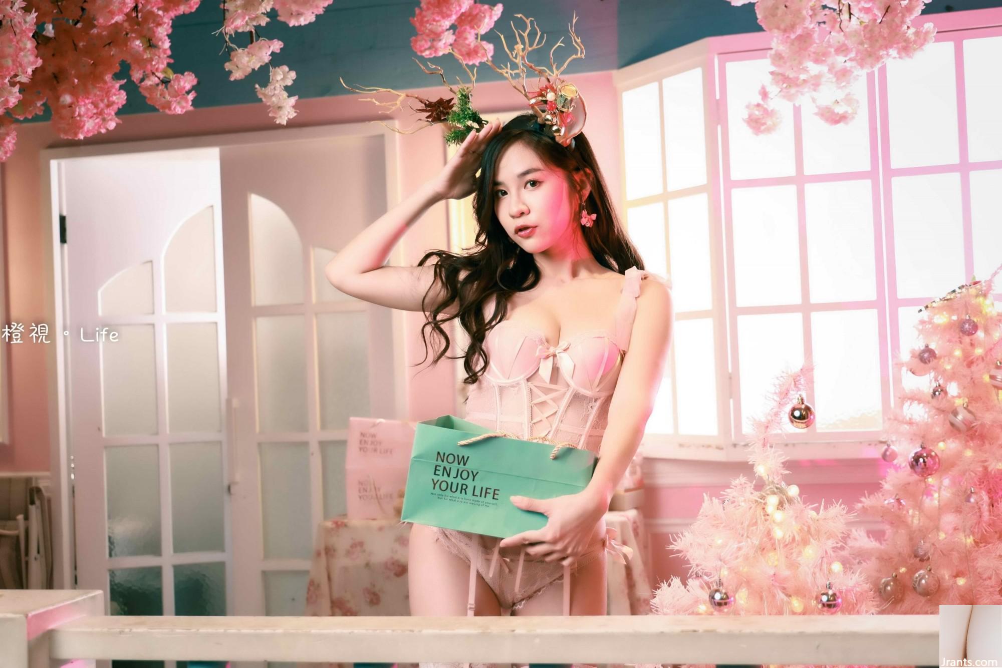 (الفصل الإضافي من الأرجل الجميلة) طراز Xiaoyou Pink Vest High Vest High Cheels Beautiful Cheels