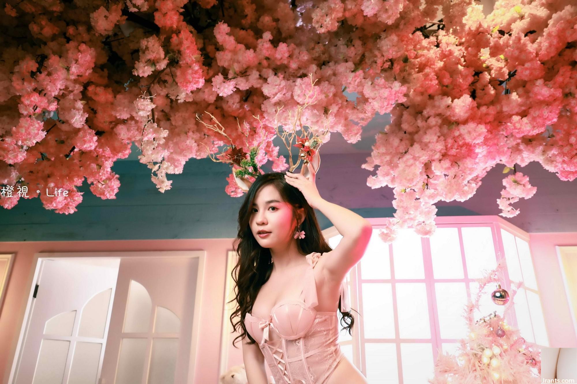 (الفصل الإضافي من الأرجل الجميلة) طراز Xiaoyou Pink Vest High Vest High Cheels Beautiful Cheels