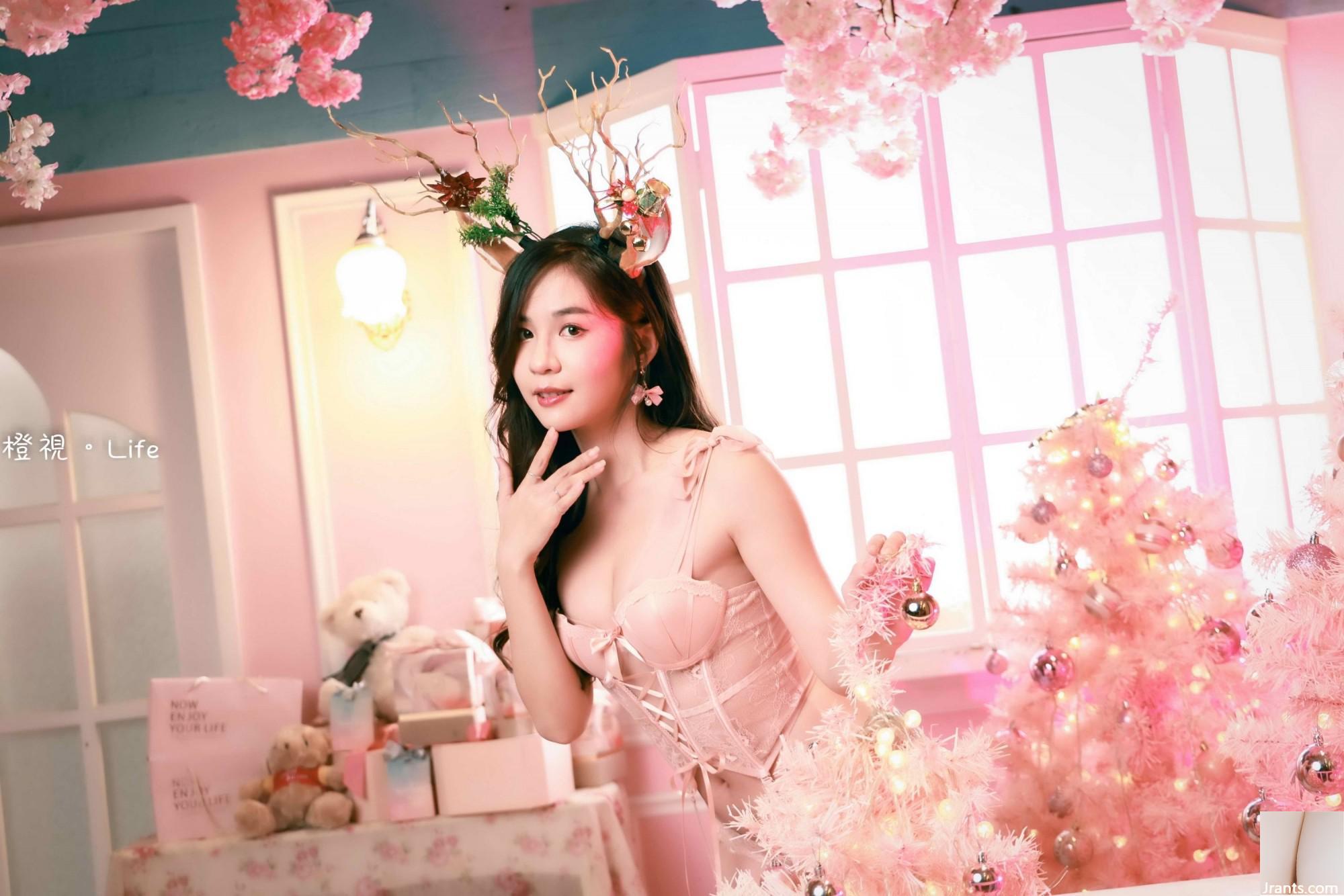 (الفصل الإضافي من الأرجل الجميلة) طراز Xiaoyou Pink Vest High Vest High Cheels Beautiful Cheels