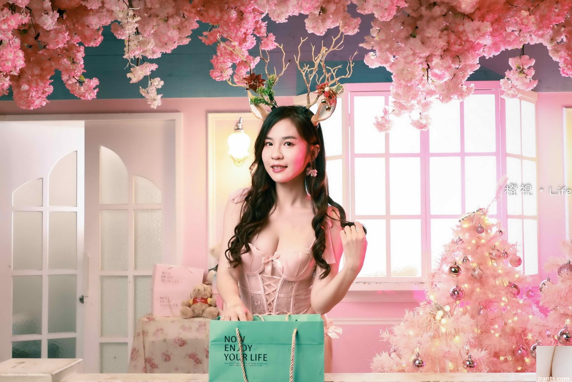 (الفصل الإضافي من الأرجل الجميلة) طراز Xiaoyou Pink Vest High Vest High Cheels Beautiful Cheels
