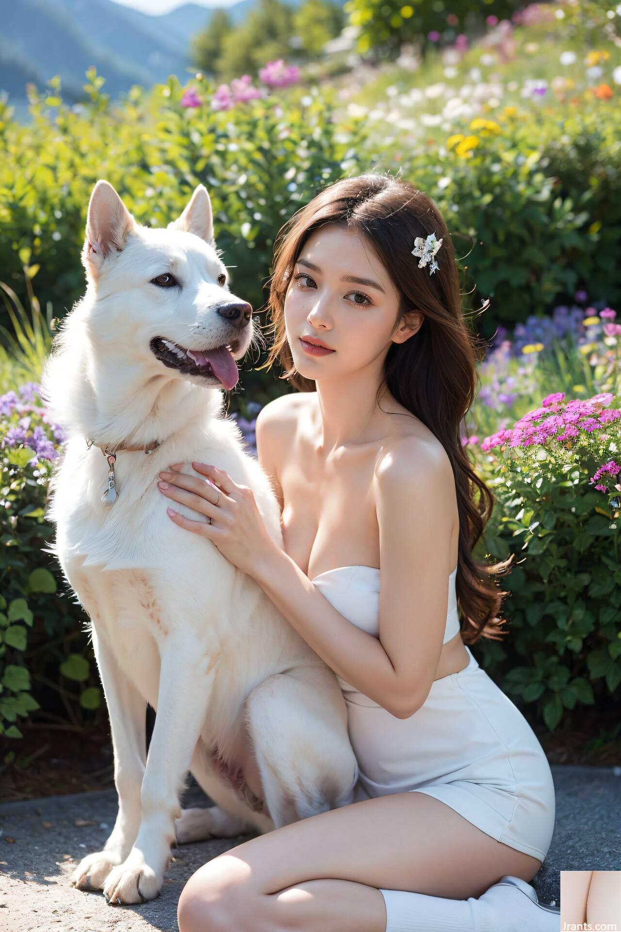 ★ Sijishe ★ Girl flottant de chat blanc (collection) 1 &#8211; fille avec le chien 1