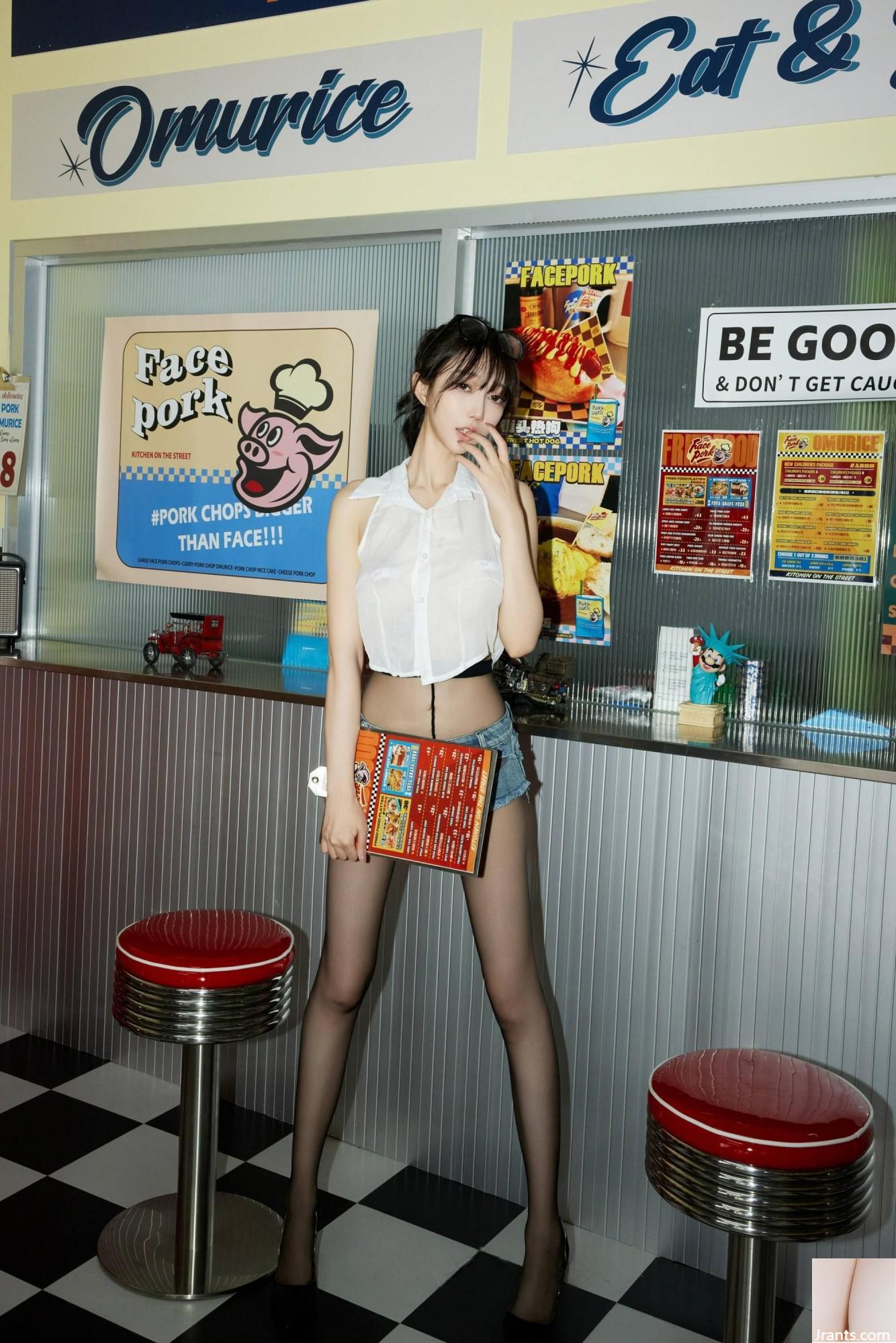 (Xiuren Extra) Le magnifique modèle de Xiuren Yueeryue « American Waiter » (97p)