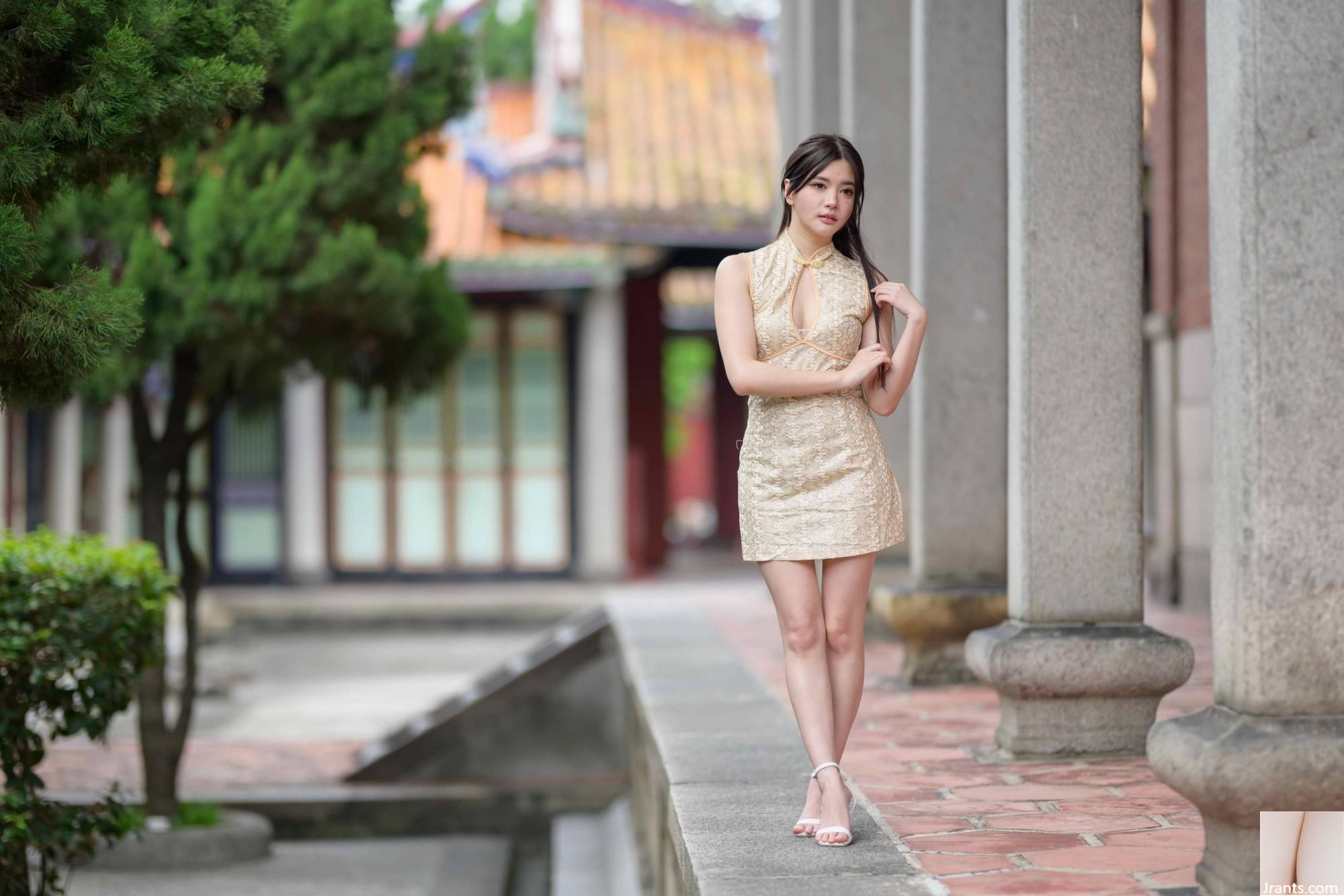 (Bab ekstra kaki cantik) model berkaki panjang aurora pendek cheongsam bertumit tinggi kaki indah 3 (71p)