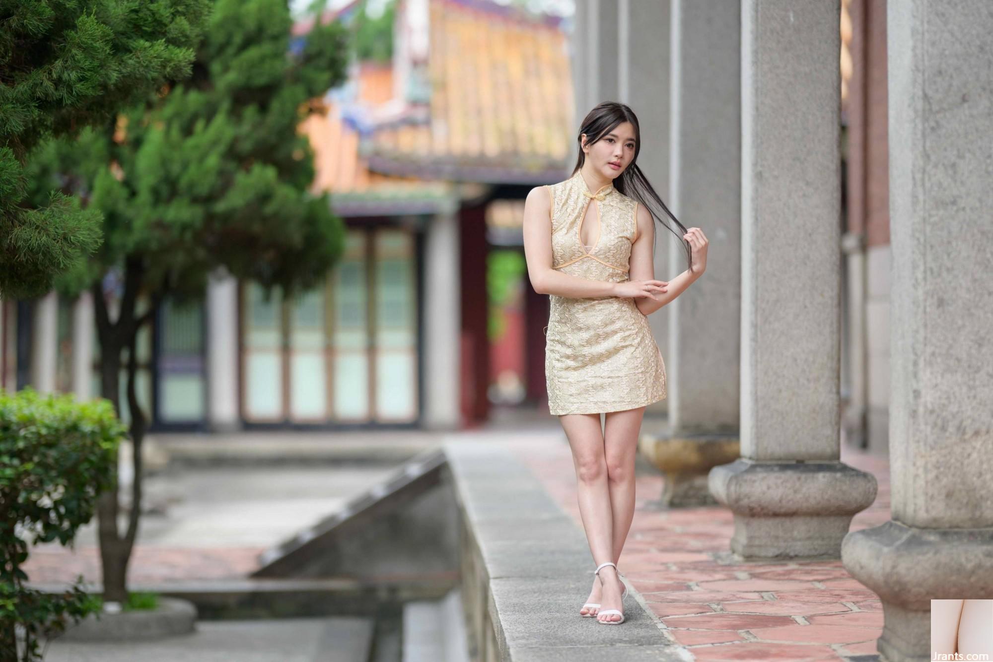 (Bab ekstra kaki cantik) model berkaki panjang aurora pendek cheongsam bertumit tinggi kaki indah 3 (71p)