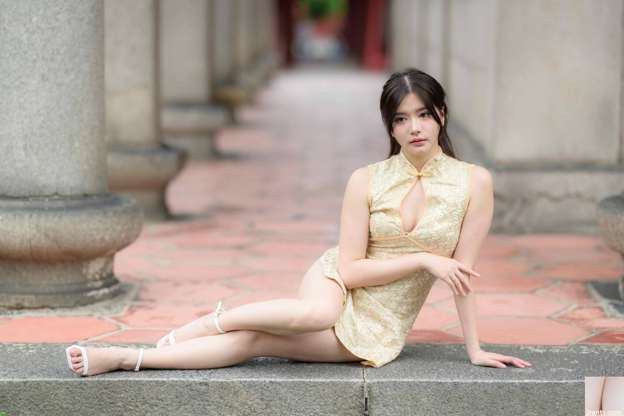 (Bab ekstra kaki cantik) model berkaki panjang aurora pendek cheongsam bertumit tinggi kaki indah 3 (71p)