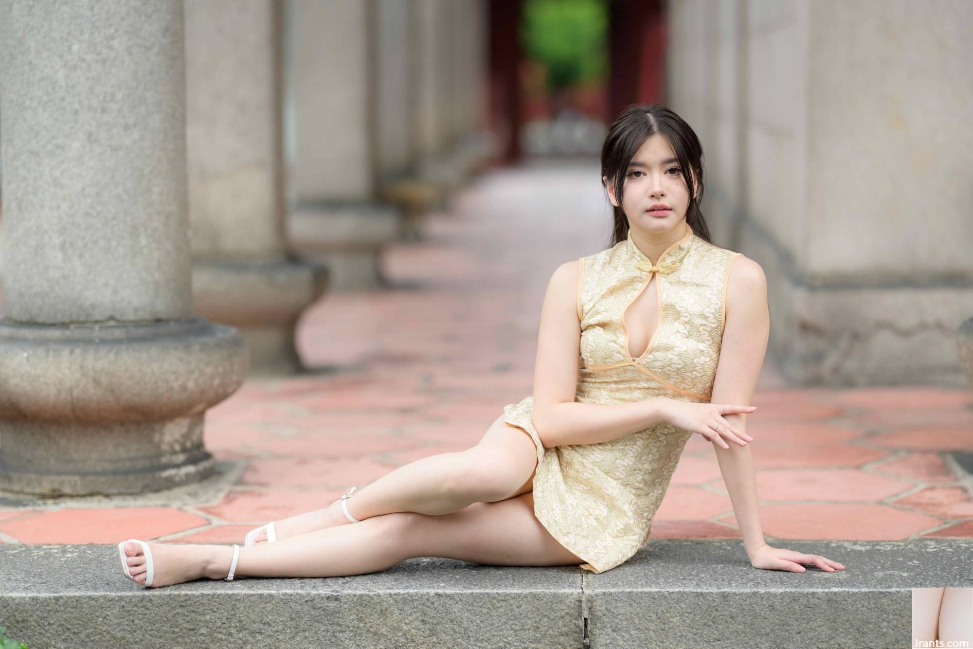 (Bab ekstra kaki cantik) model berkaki panjang aurora pendek cheongsam bertumit tinggi kaki indah 3 (71p)
