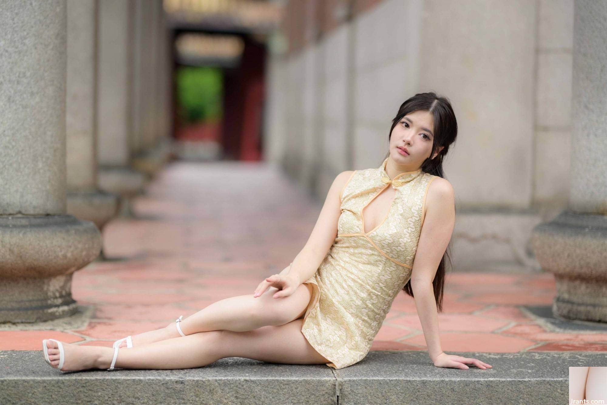 (Bab ekstra kaki cantik) model berkaki panjang aurora pendek cheongsam bertumit tinggi kaki indah 3 (71p)