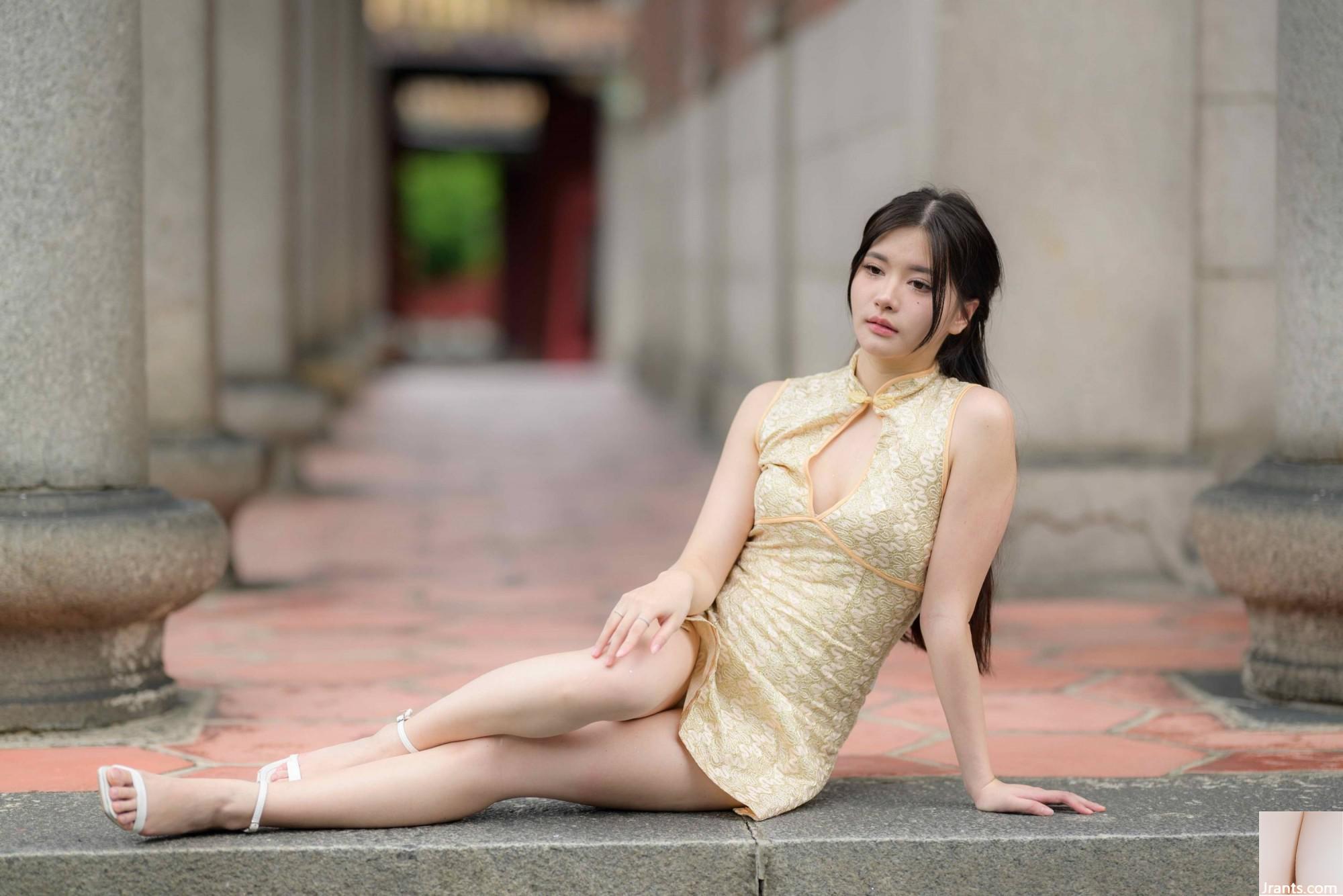 (Bab ekstra kaki cantik) model berkaki panjang aurora pendek cheongsam bertumit tinggi kaki indah 3 (71p)
