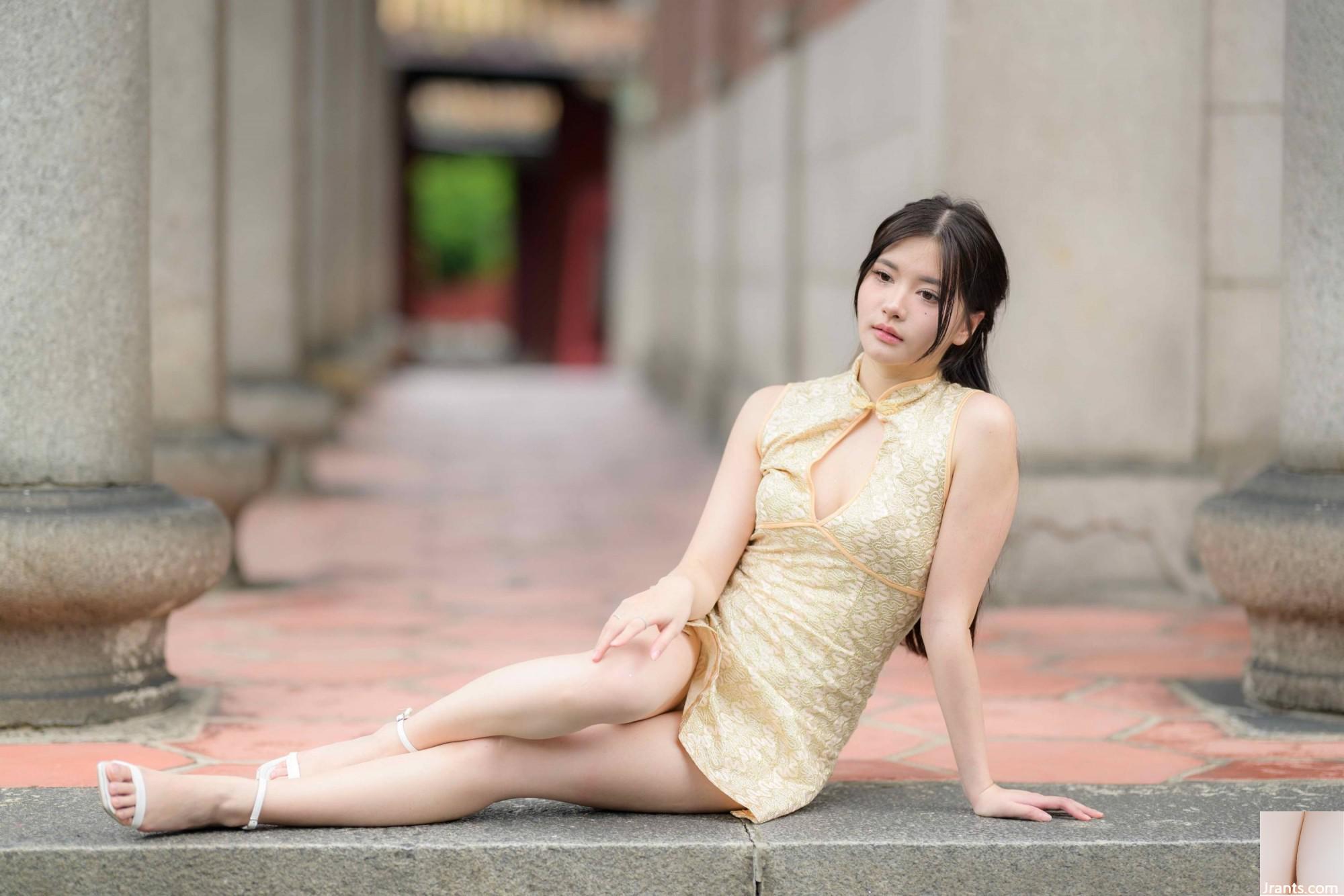 (Bab ekstra kaki cantik) model berkaki panjang aurora pendek cheongsam bertumit tinggi kaki indah 3 (71p)