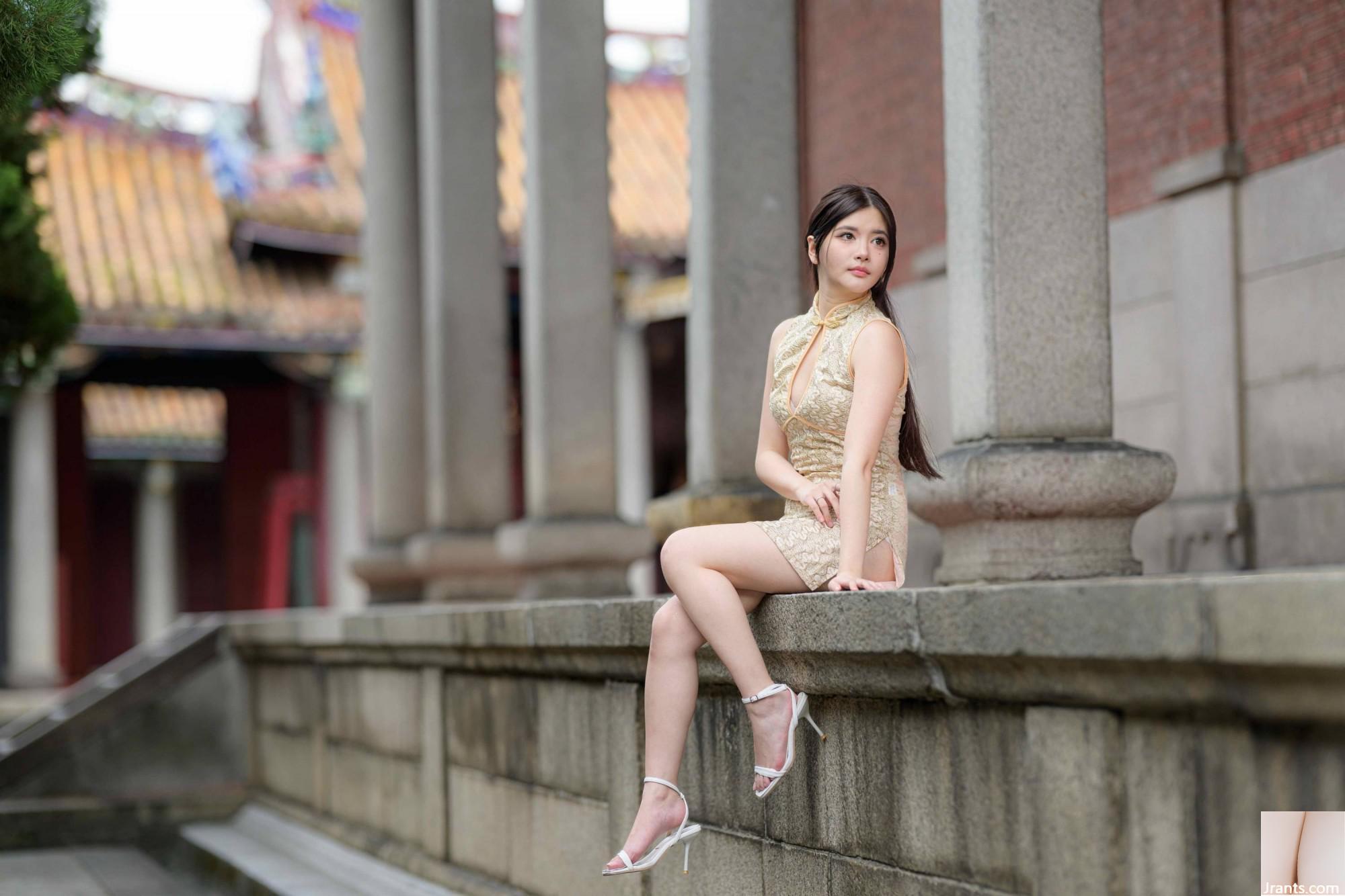 (Bab ekstra kaki cantik) model berkaki panjang aurora pendek cheongsam bertumit tinggi kaki indah 3 (71p)