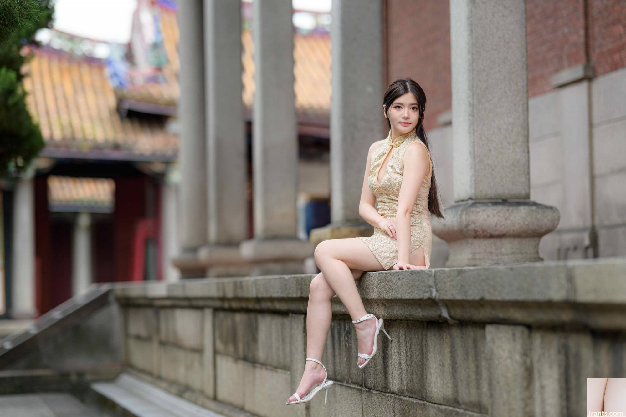 (Bab ekstra kaki cantik) model berkaki panjang aurora pendek cheongsam bertumit tinggi kaki indah 3 (71p)