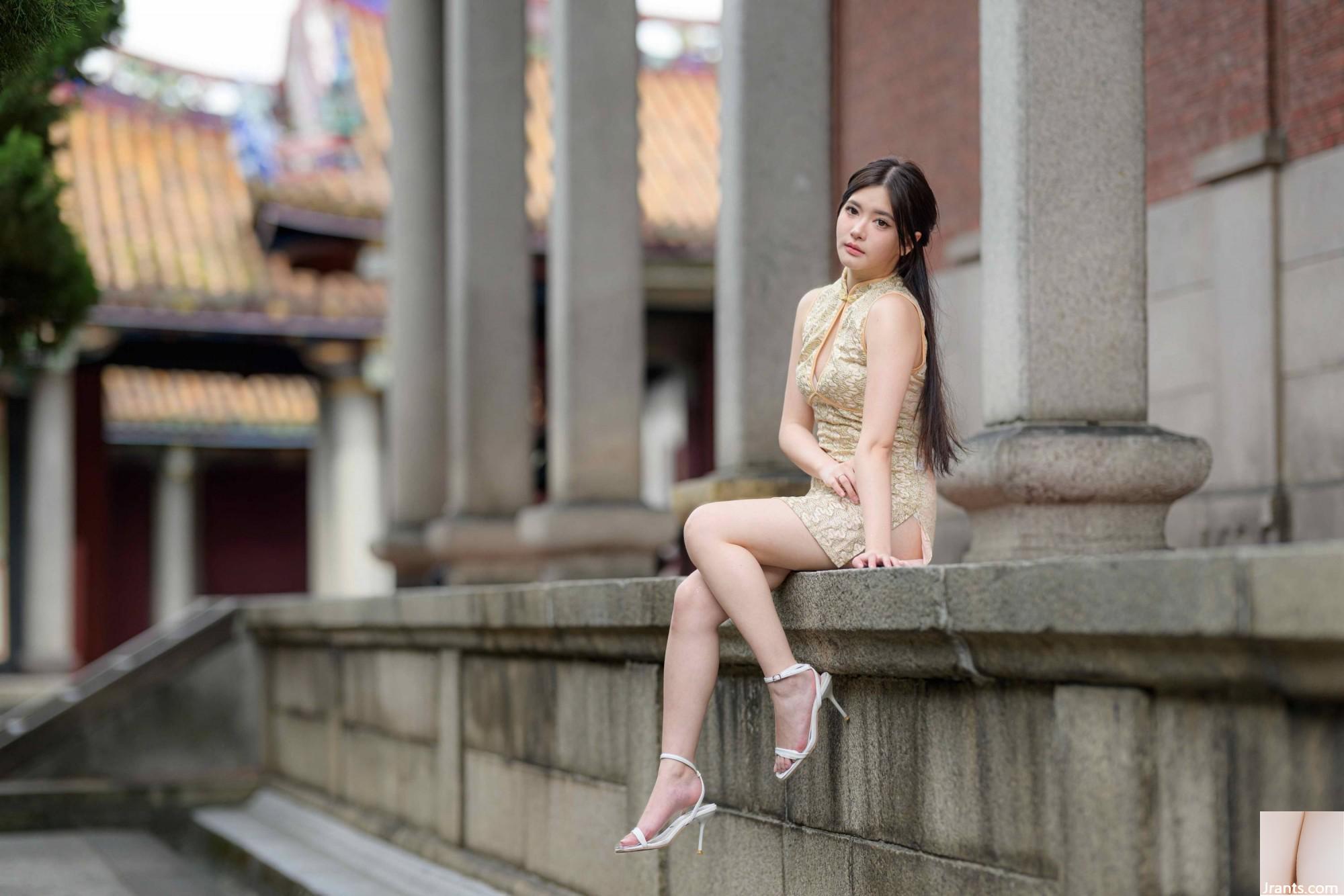 (Bab ekstra kaki cantik) model berkaki panjang aurora pendek cheongsam bertumit tinggi kaki indah 3 (71p)