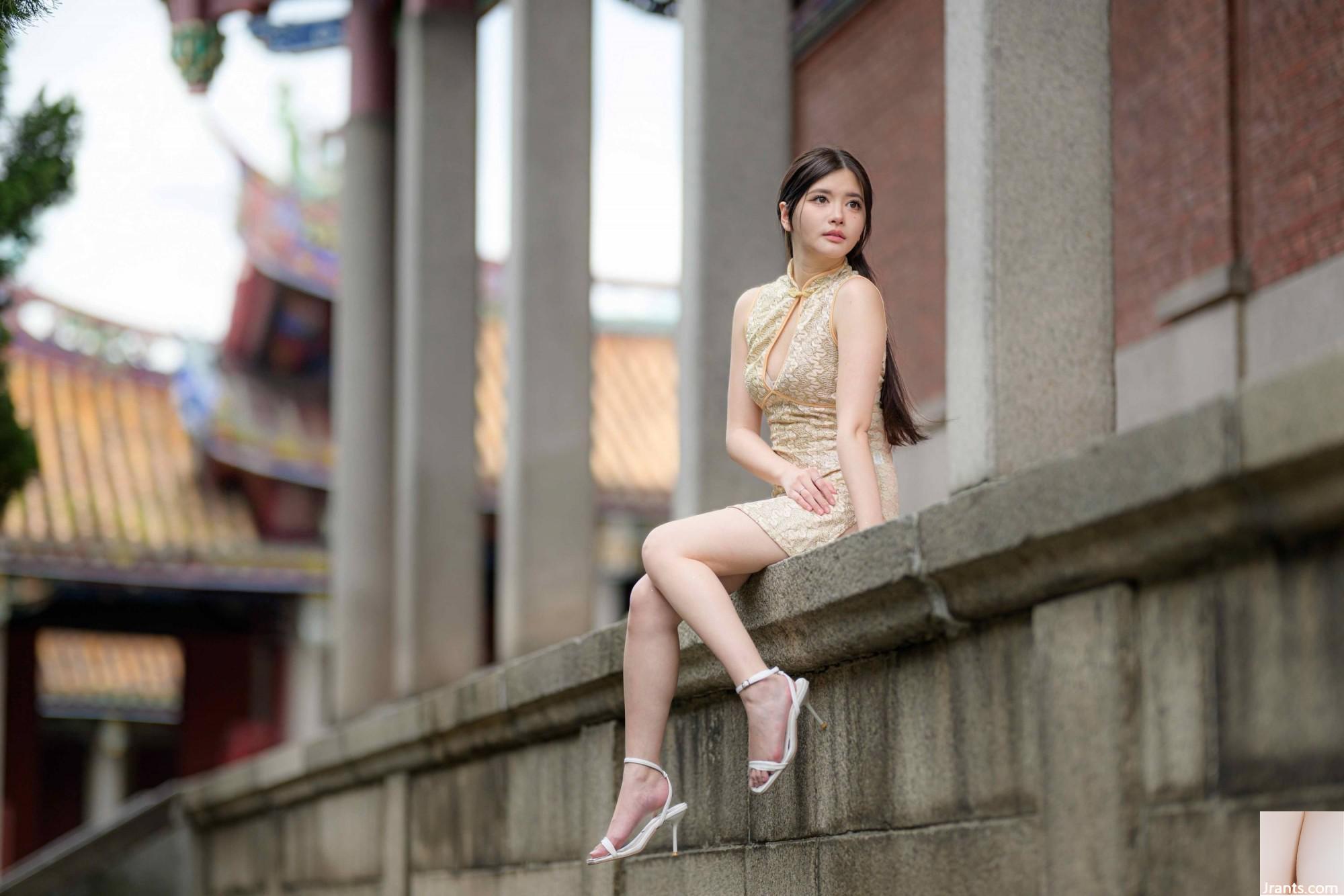 (Bab ekstra kaki cantik) model berkaki panjang aurora pendek cheongsam bertumit tinggi kaki indah 3 (71p)