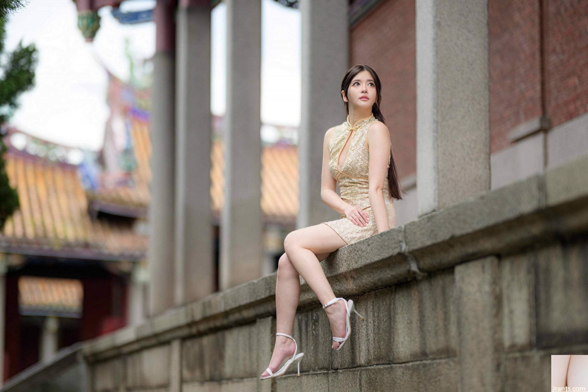 (Bab ekstra kaki cantik) model berkaki panjang aurora pendek cheongsam bertumit tinggi kaki indah 3 (71p)