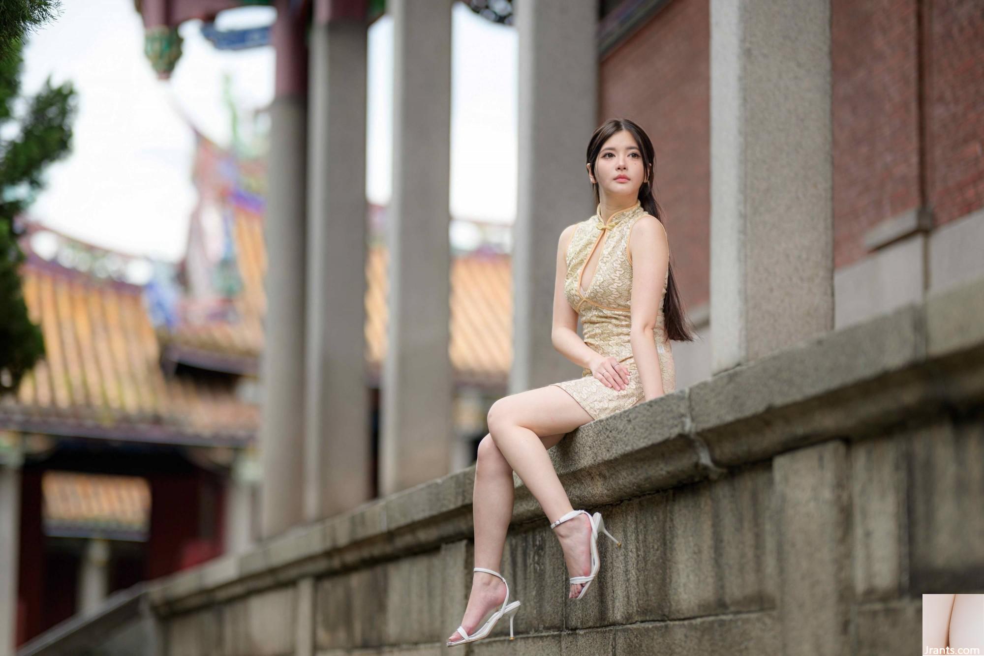 (Bab ekstra kaki cantik) model berkaki panjang aurora pendek cheongsam bertumit tinggi kaki indah 3 (71p)