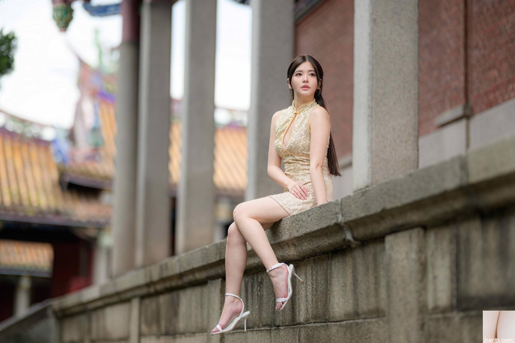 (Bab ekstra kaki cantik) model berkaki panjang aurora pendek cheongsam bertumit tinggi kaki indah 3 (71p)