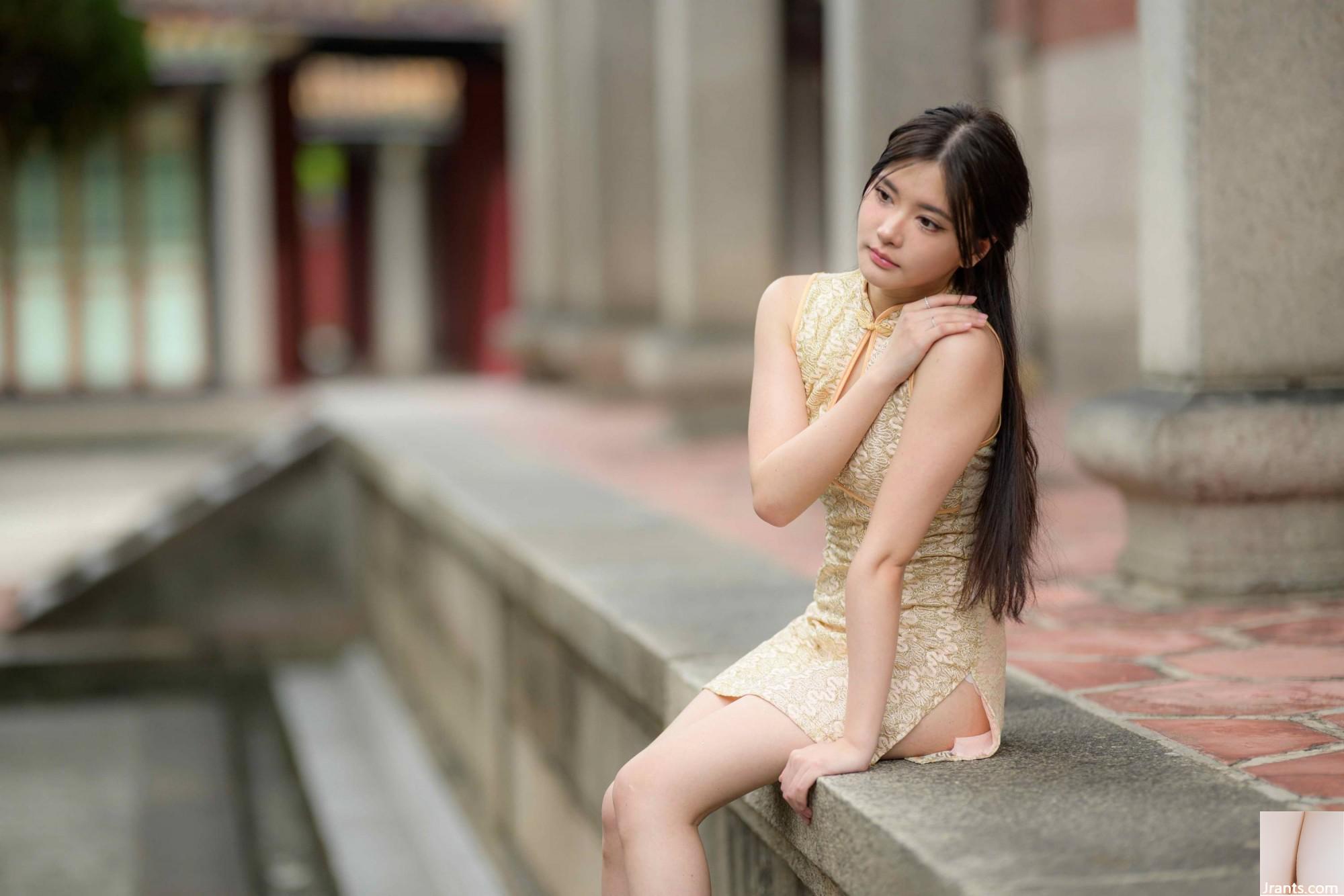 (Bab ekstra kaki cantik) model berkaki panjang aurora pendek cheongsam bertumit tinggi kaki indah 3 (71p)