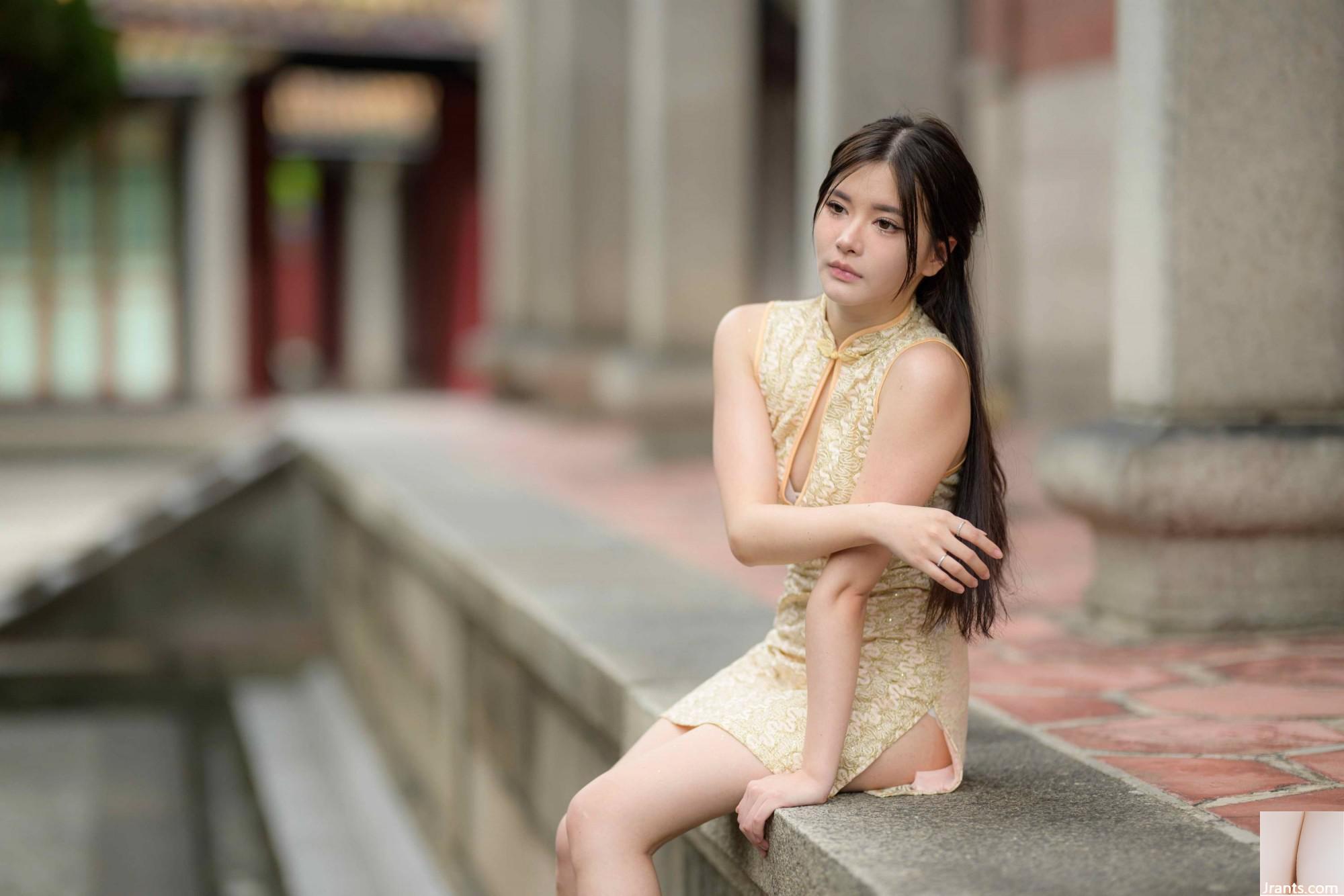 (Bab ekstra kaki cantik) model berkaki panjang aurora pendek cheongsam bertumit tinggi kaki indah 3 (71p)