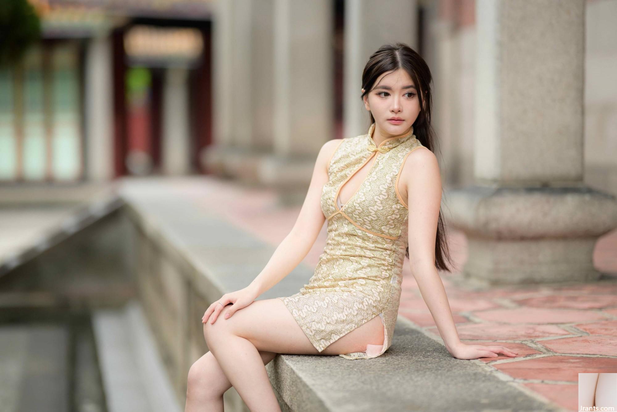(Bab ekstra kaki cantik) model berkaki panjang aurora pendek cheongsam bertumit tinggi kaki indah 3 (71p)