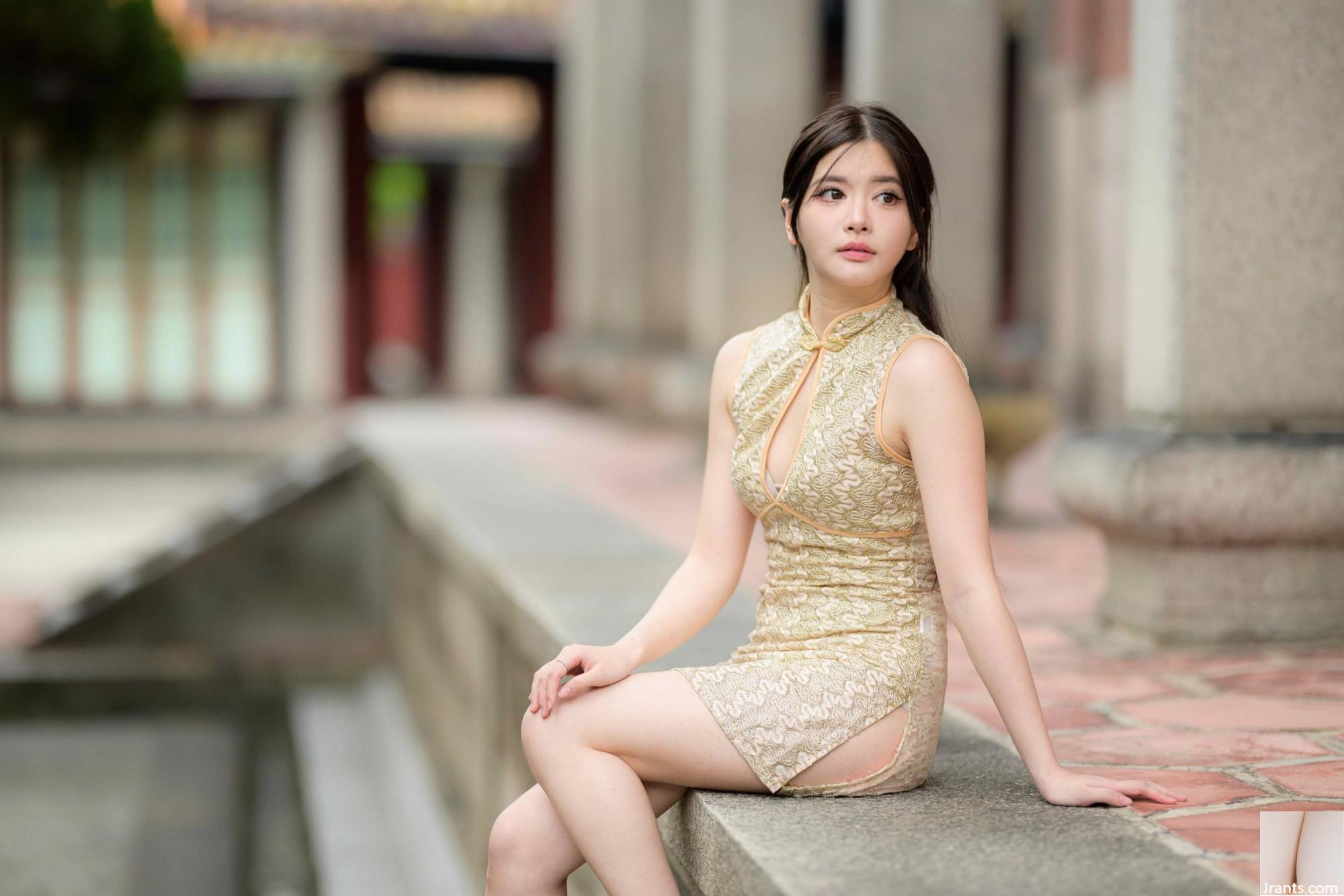 (Bab ekstra kaki cantik) model berkaki panjang aurora pendek cheongsam bertumit tinggi kaki indah 3 (71p)