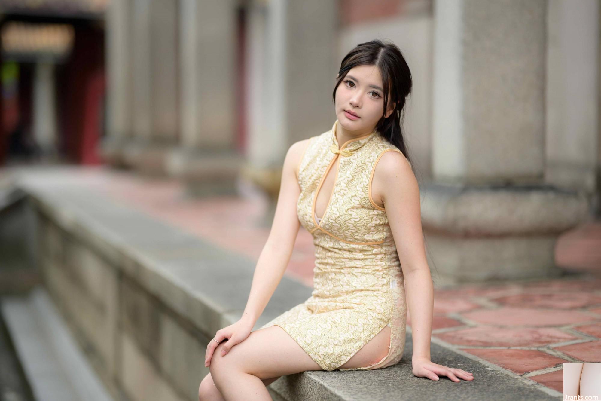 (Bab ekstra kaki cantik) model berkaki panjang aurora pendek cheongsam bertumit tinggi kaki indah 3 (71p)