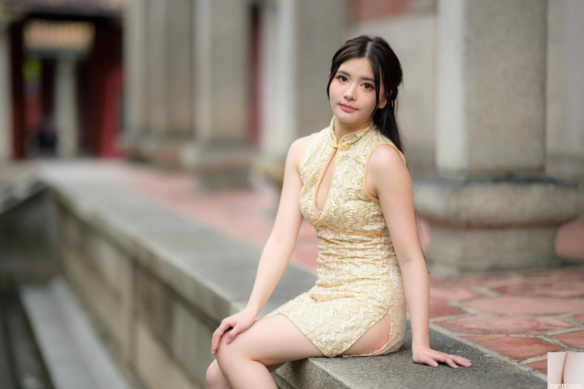 (Bab ekstra kaki cantik) model berkaki panjang aurora pendek cheongsam bertumit tinggi kaki indah 3 (71p)