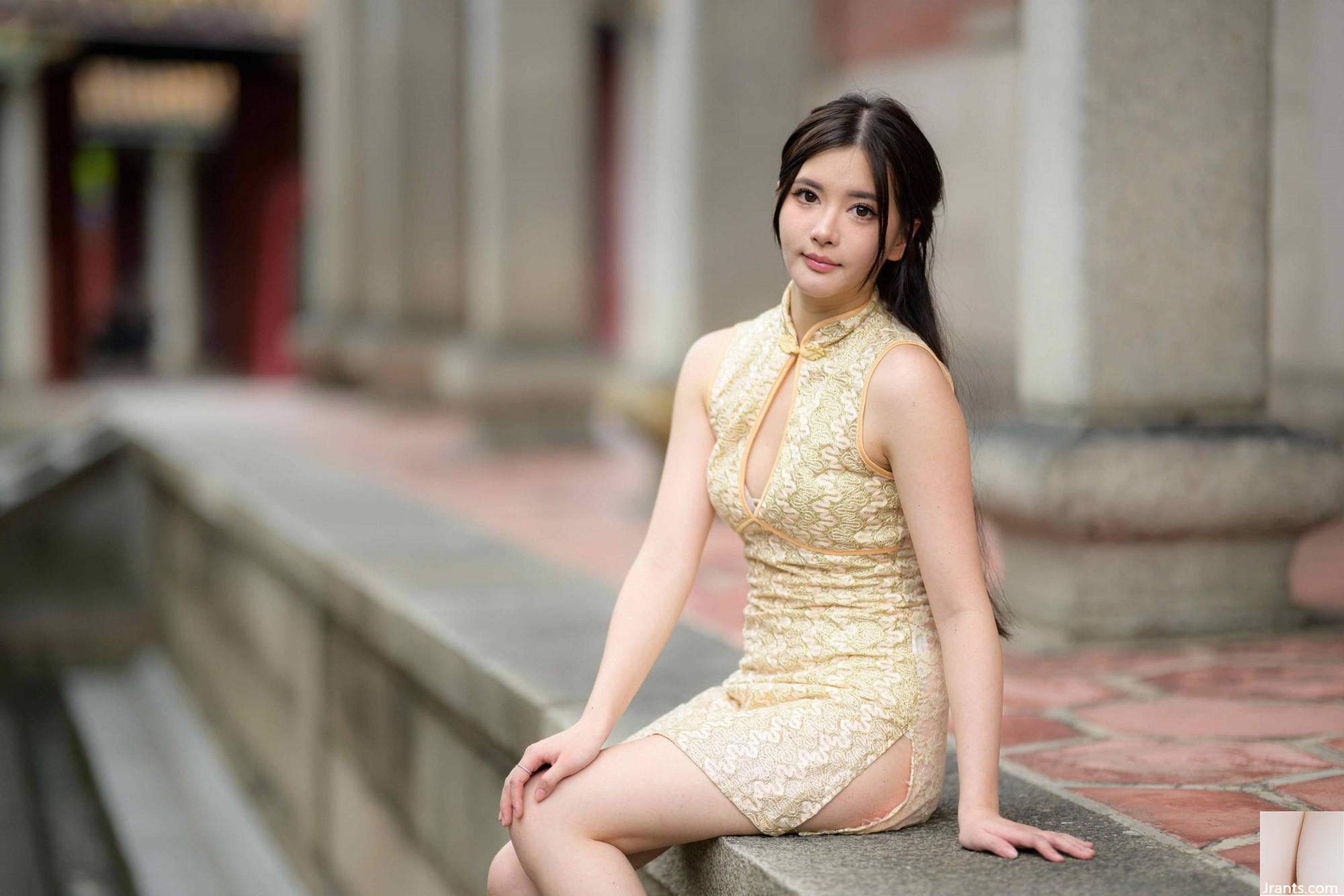 (Bab ekstra kaki cantik) model berkaki panjang aurora pendek cheongsam bertumit tinggi kaki indah 3 (71p)