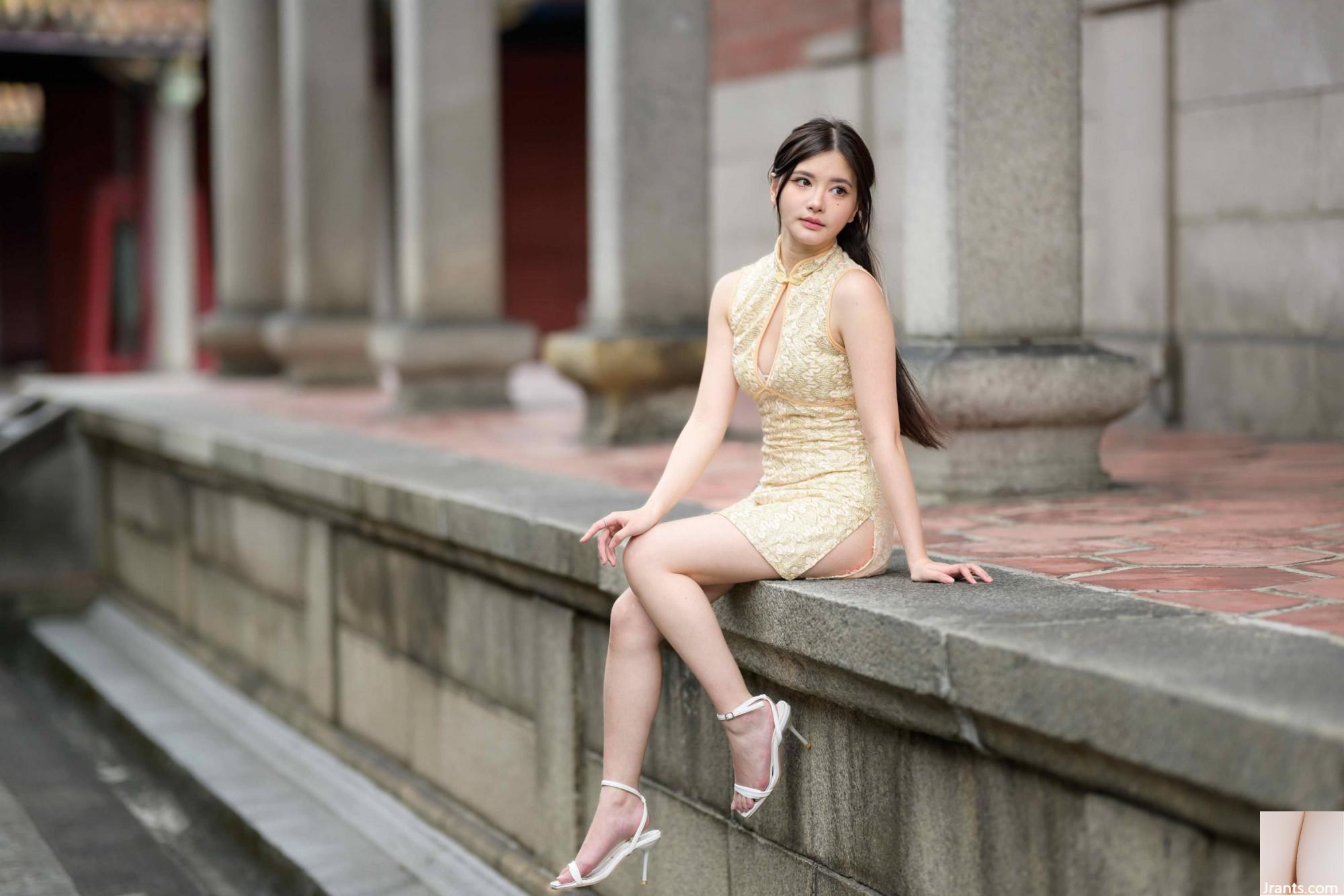 (Bab ekstra kaki cantik) model berkaki panjang aurora pendek cheongsam bertumit tinggi kaki indah 3 (71p)