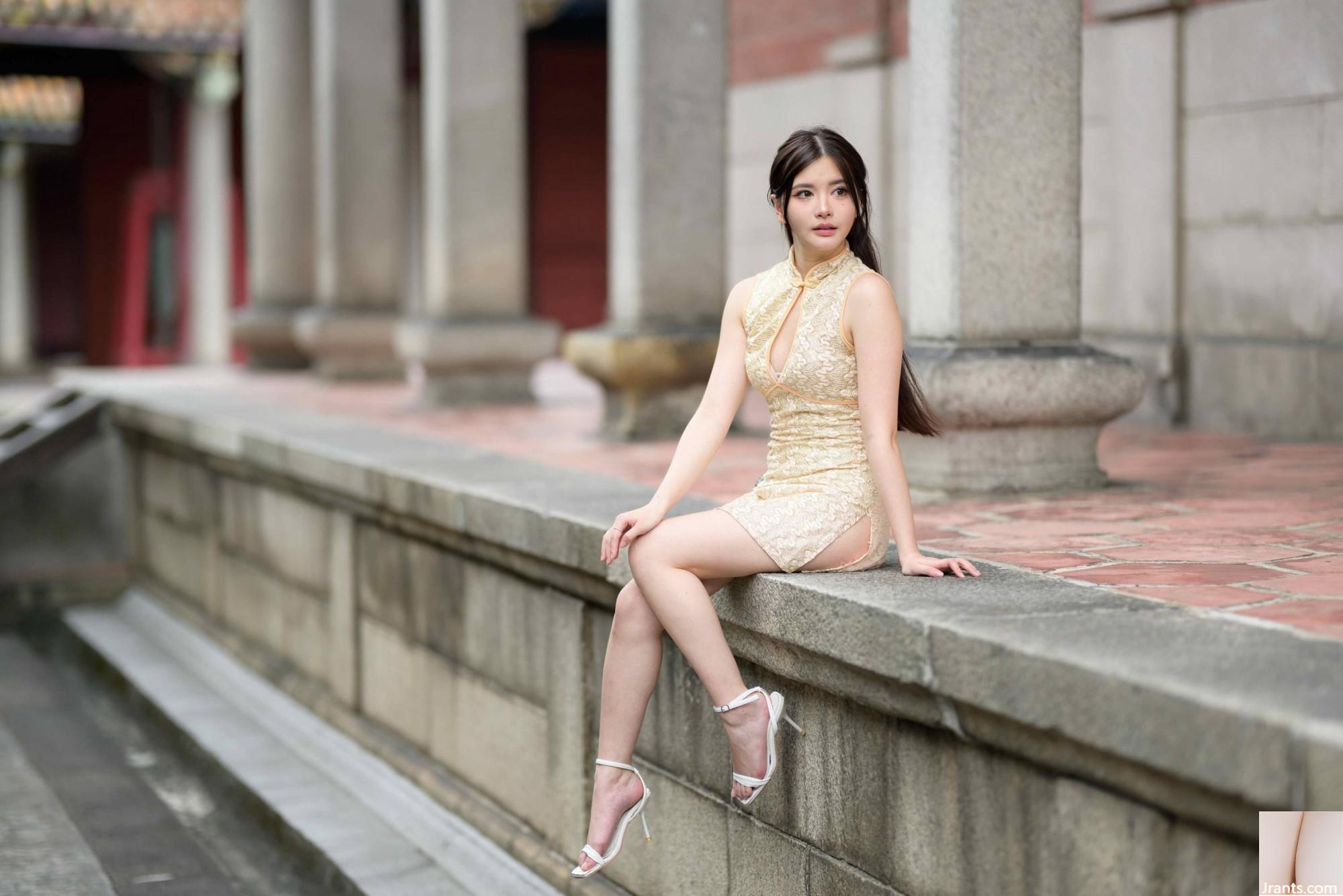 (Bab ekstra kaki cantik) model berkaki panjang aurora pendek cheongsam bertumit tinggi kaki indah 3 (71p)