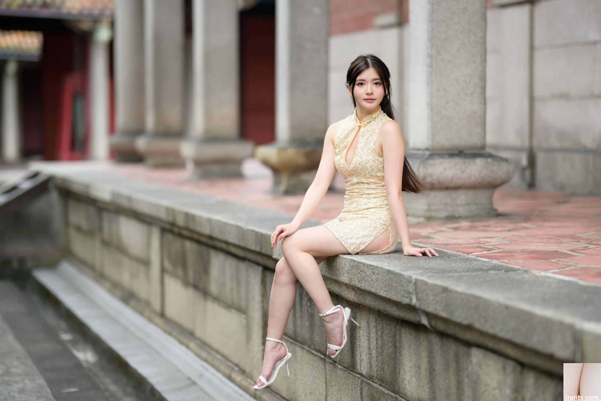 (Bab ekstra kaki cantik) model berkaki panjang aurora pendek cheongsam bertumit tinggi kaki indah 3 (71p)