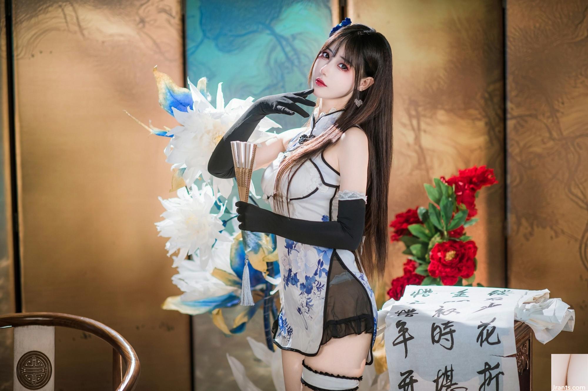 (Coleção na Internet) Garota do bem -estar Mimi Hanyu &#8220;Blue and White Porcelain Cheongsam&#8221; exclusivo VIP (28p)