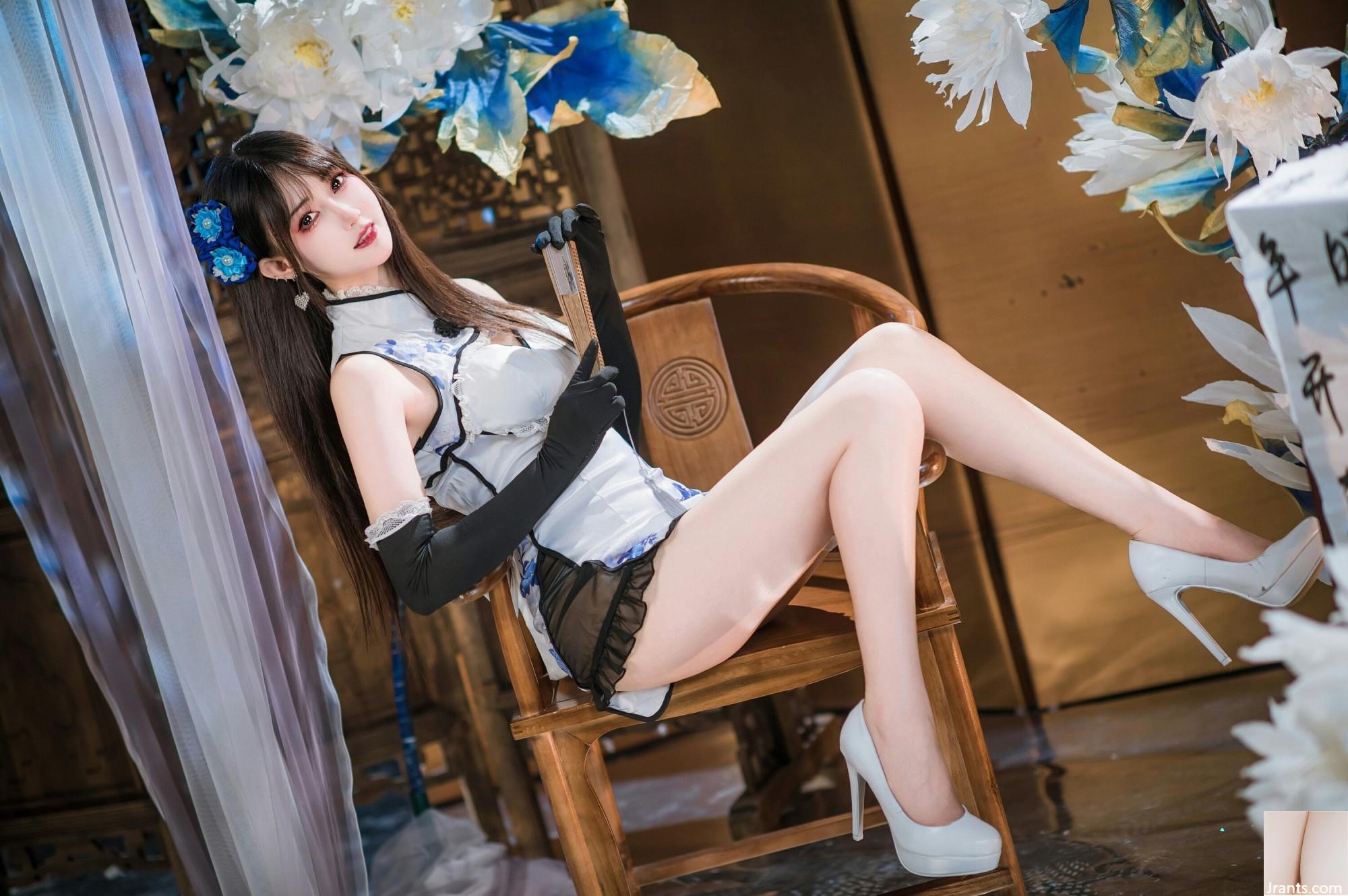 (Coleção na Internet) Garota do bem -estar Mimi Hanyu &#8220;Blue and White Porcelain Cheongsam&#8221; exclusivo VIP (28p)