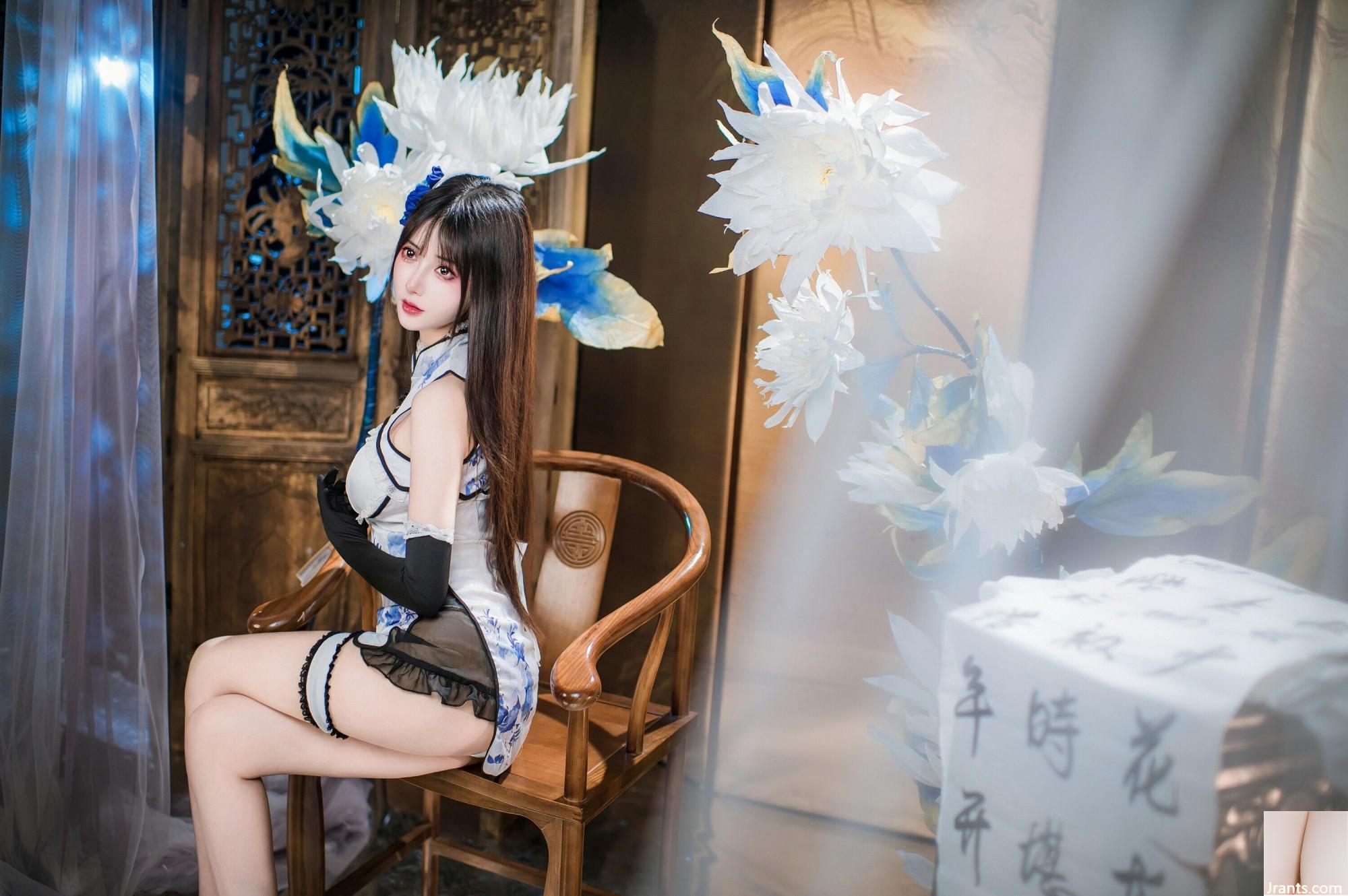 (Coleção na Internet) Garota do bem -estar Mimi Hanyu &#8220;Blue and White Porcelain Cheongsam&#8221; exclusivo VIP (28p)