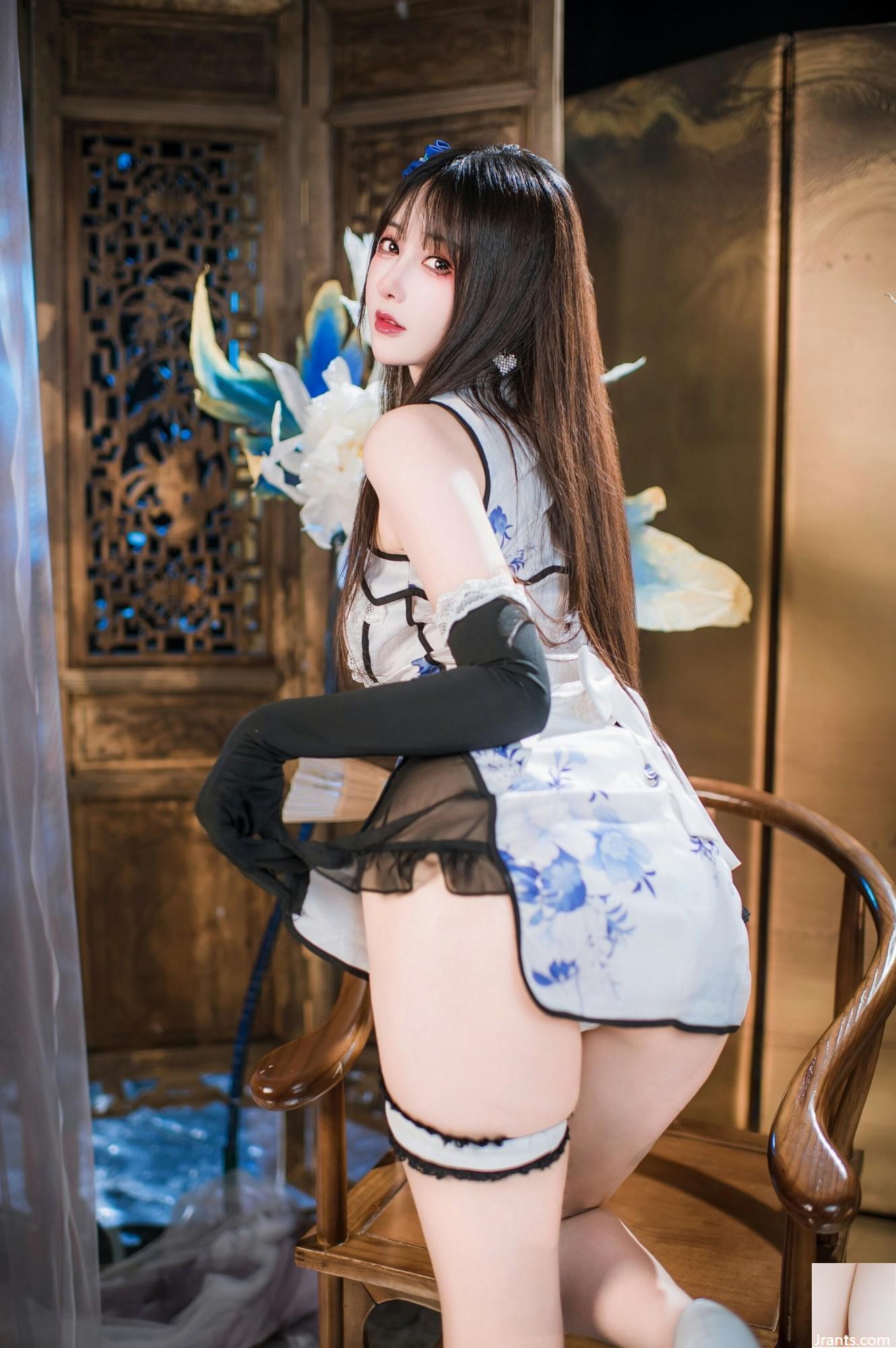 (Coleção na Internet) Garota do bem -estar Mimi Hanyu &#8220;Blue and White Porcelain Cheongsam&#8221; exclusivo VIP (28p)