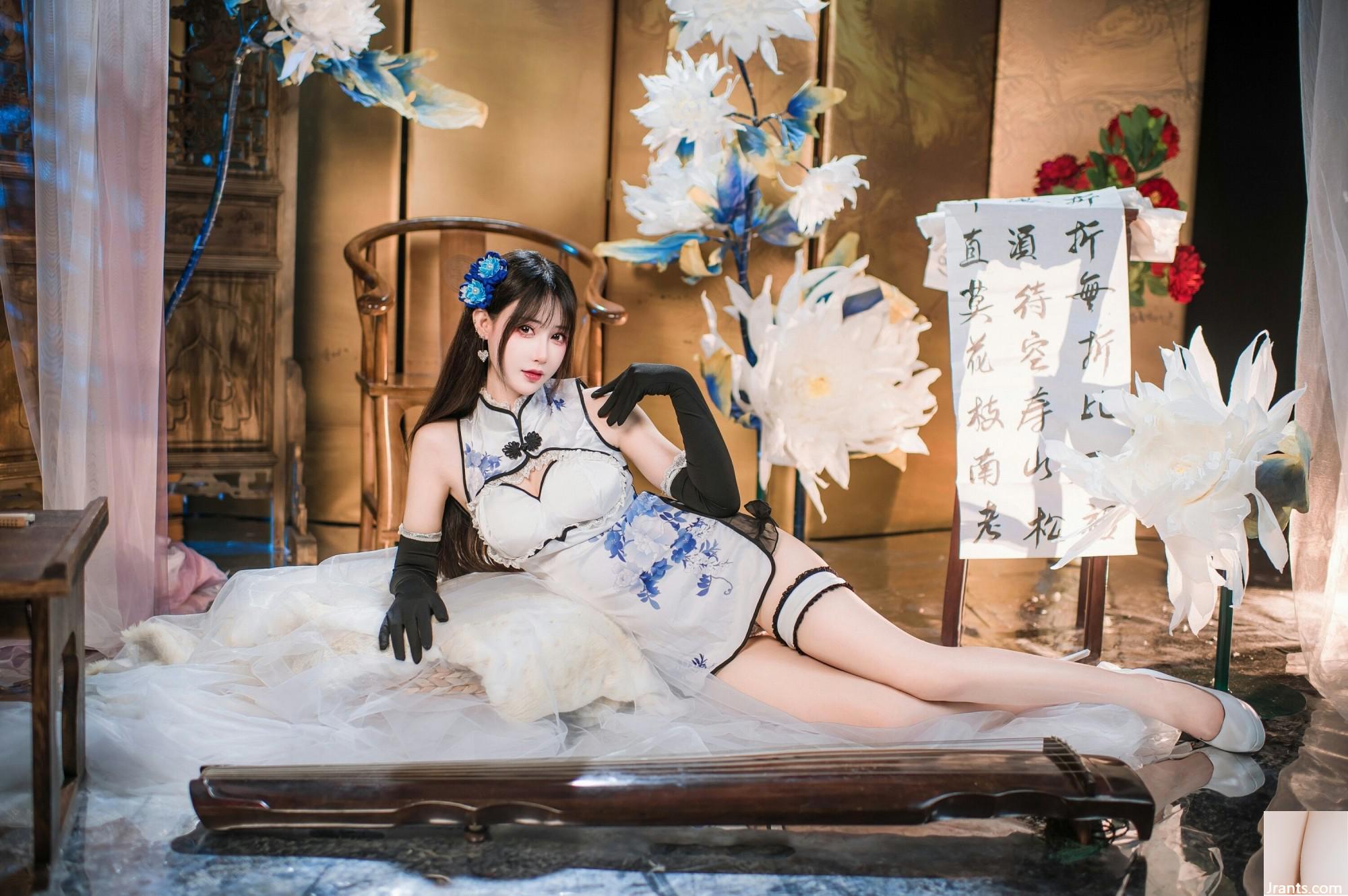 (Coleção na Internet) Garota do bem -estar Mimi Hanyu &#8220;Blue and White Porcelain Cheongsam&#8221; exclusivo VIP (28p)