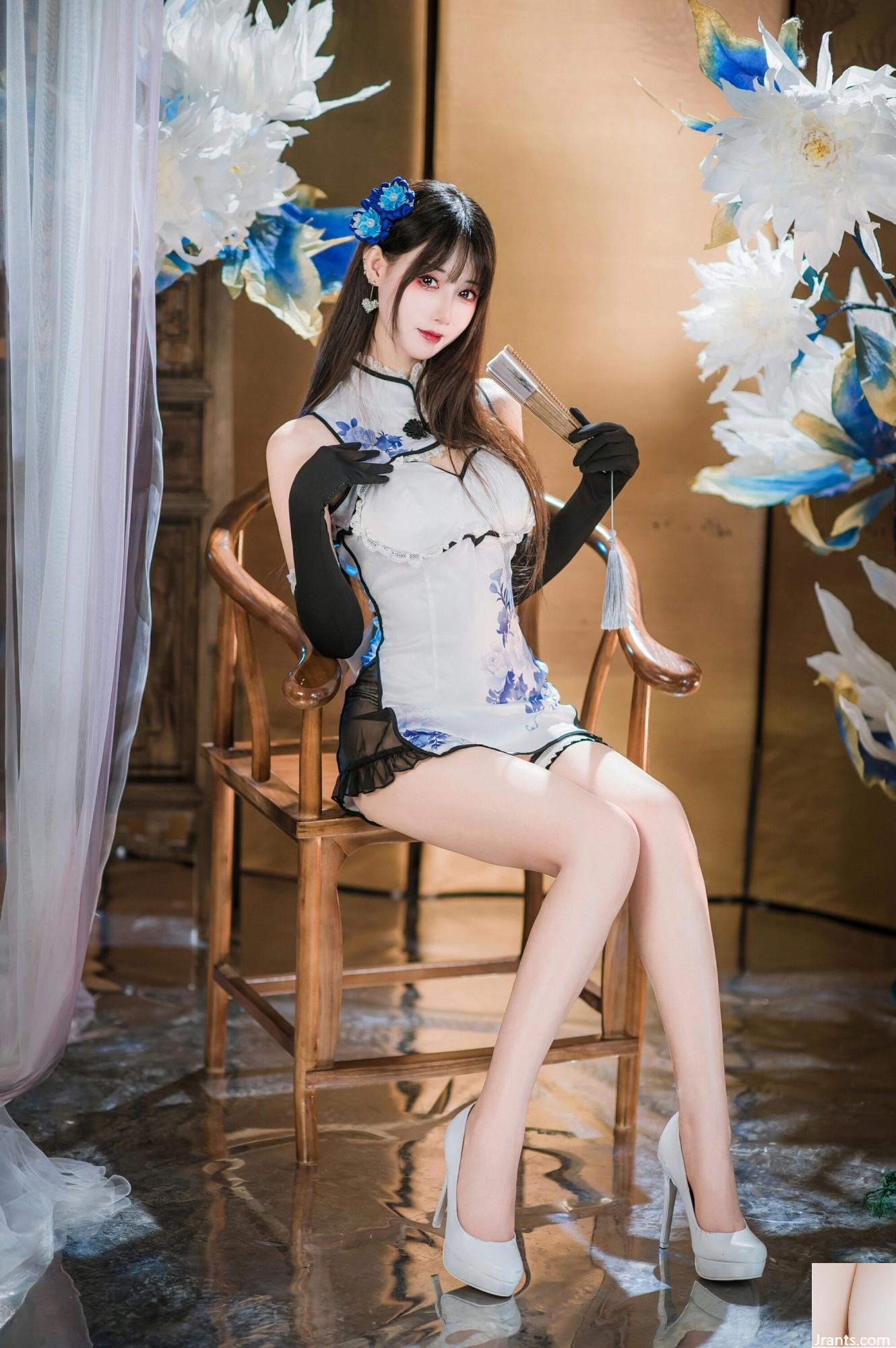 (Coleção na Internet) Garota do bem -estar Mimi Hanyu &#8220;Blue and White Porcelain Cheongsam&#8221; exclusivo VIP (28p)