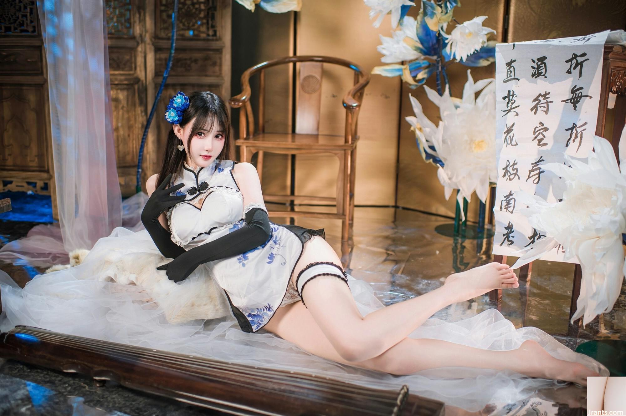 (Coleção na Internet) Garota do bem -estar Mimi Hanyu &#8220;Blue and White Porcelain Cheongsam&#8221; exclusivo VIP (28p)