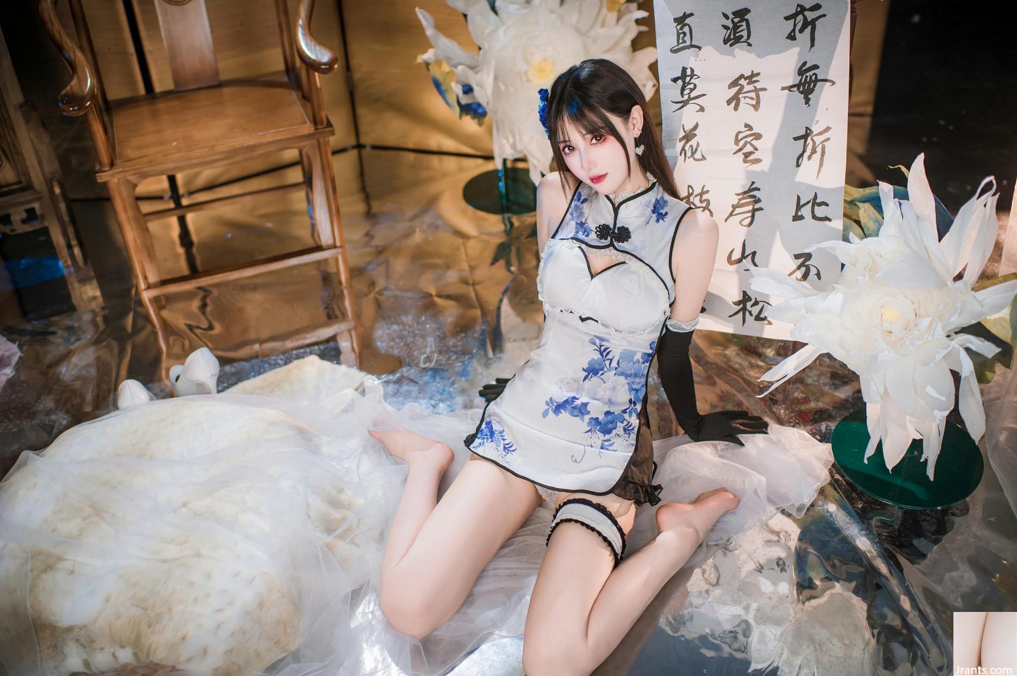 (Coleção na Internet) Garota do bem -estar Mimi Hanyu &#8220;Blue and White Porcelain Cheongsam&#8221; exclusivo VIP (28p)