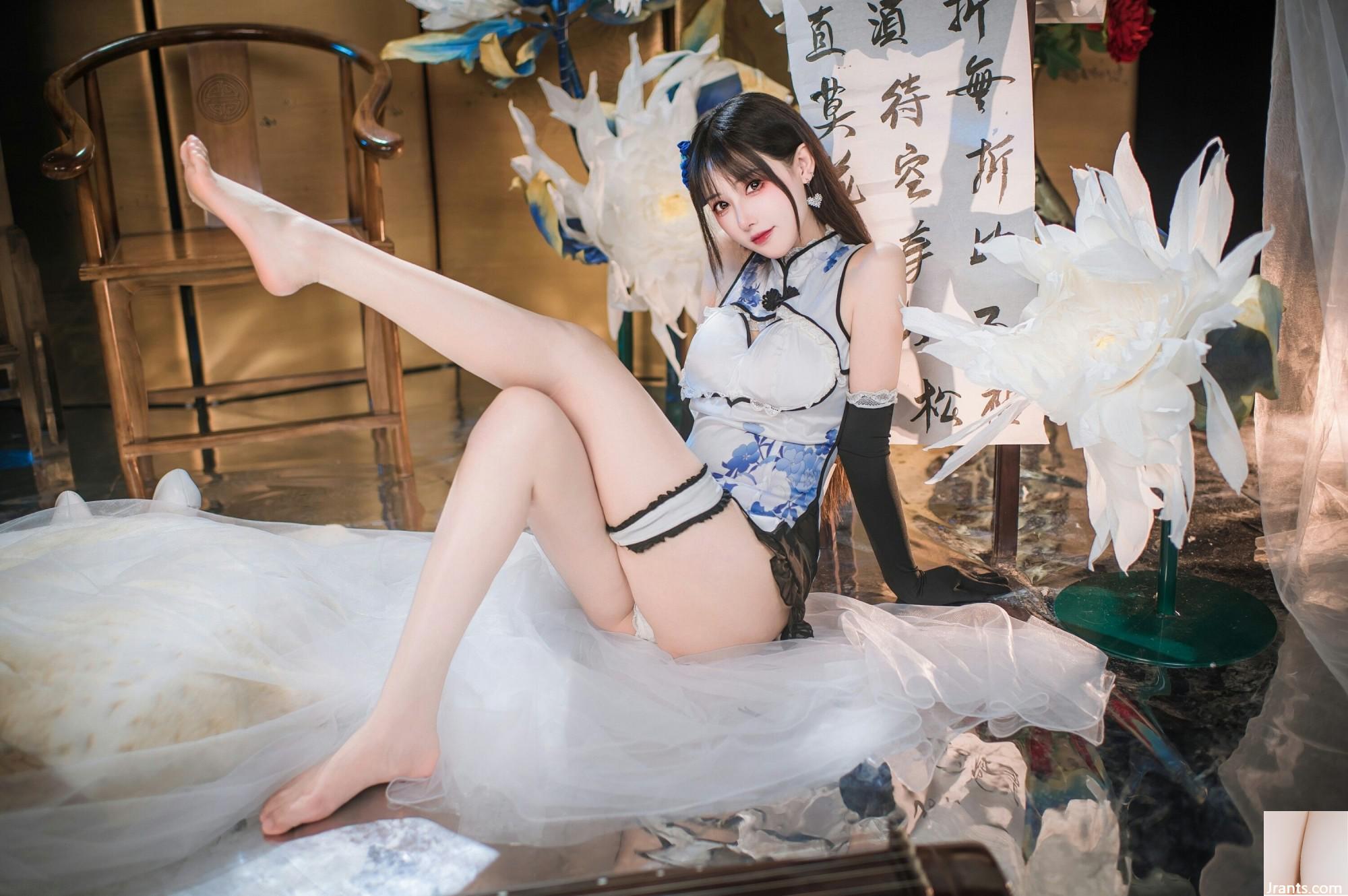 (Coleção na Internet) Garota do bem -estar Mimi Hanyu &#8220;Blue and White Porcelain Cheongsam&#8221; exclusivo VIP (28p)