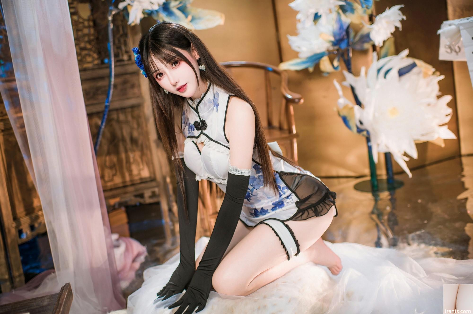 (Coleção na Internet) Garota do bem -estar Mimi Hanyu &#8220;Blue and White Porcelain Cheongsam&#8221; exclusivo VIP (28p)